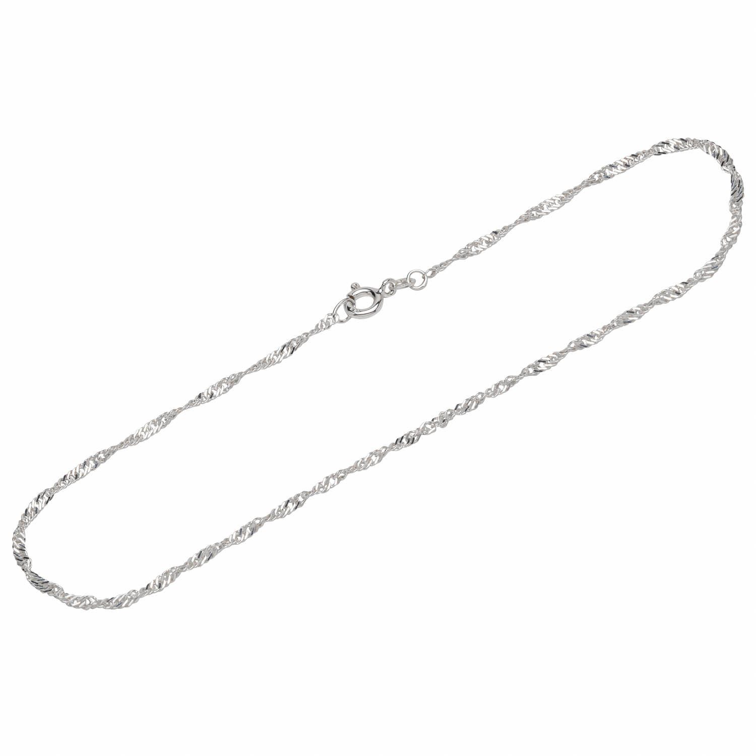 NKlaus Fußkette Fusskette 925 Sterling Silber 26cm Singapurkette D (1 Stück), Made in Germany