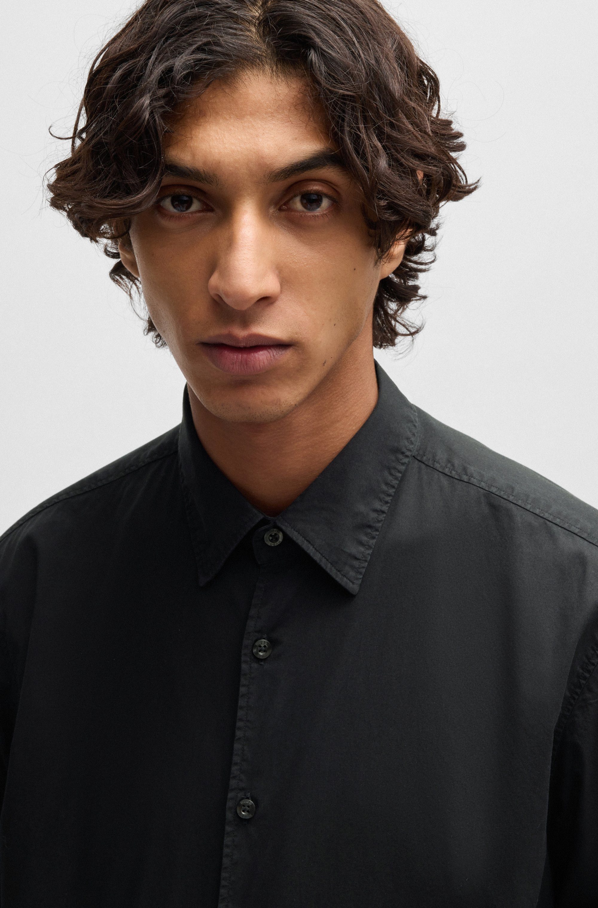 HUGO Langarmhemd Ermo Kentkragen, Slim Fit, Baumwoll-Mix
