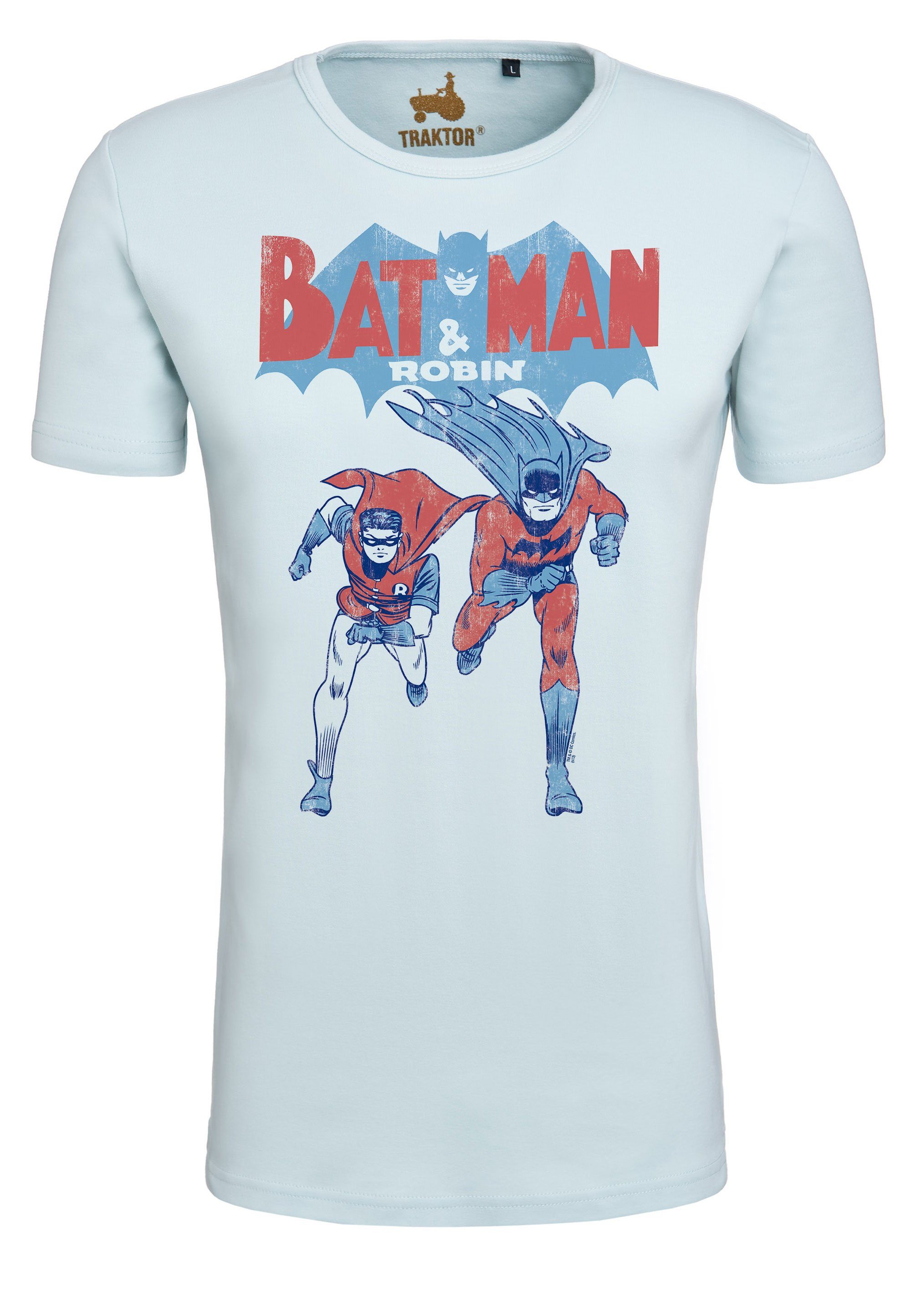 LOGOSHIRT T-Shirt Batman trendigem & Robin Superhelden-Print mit