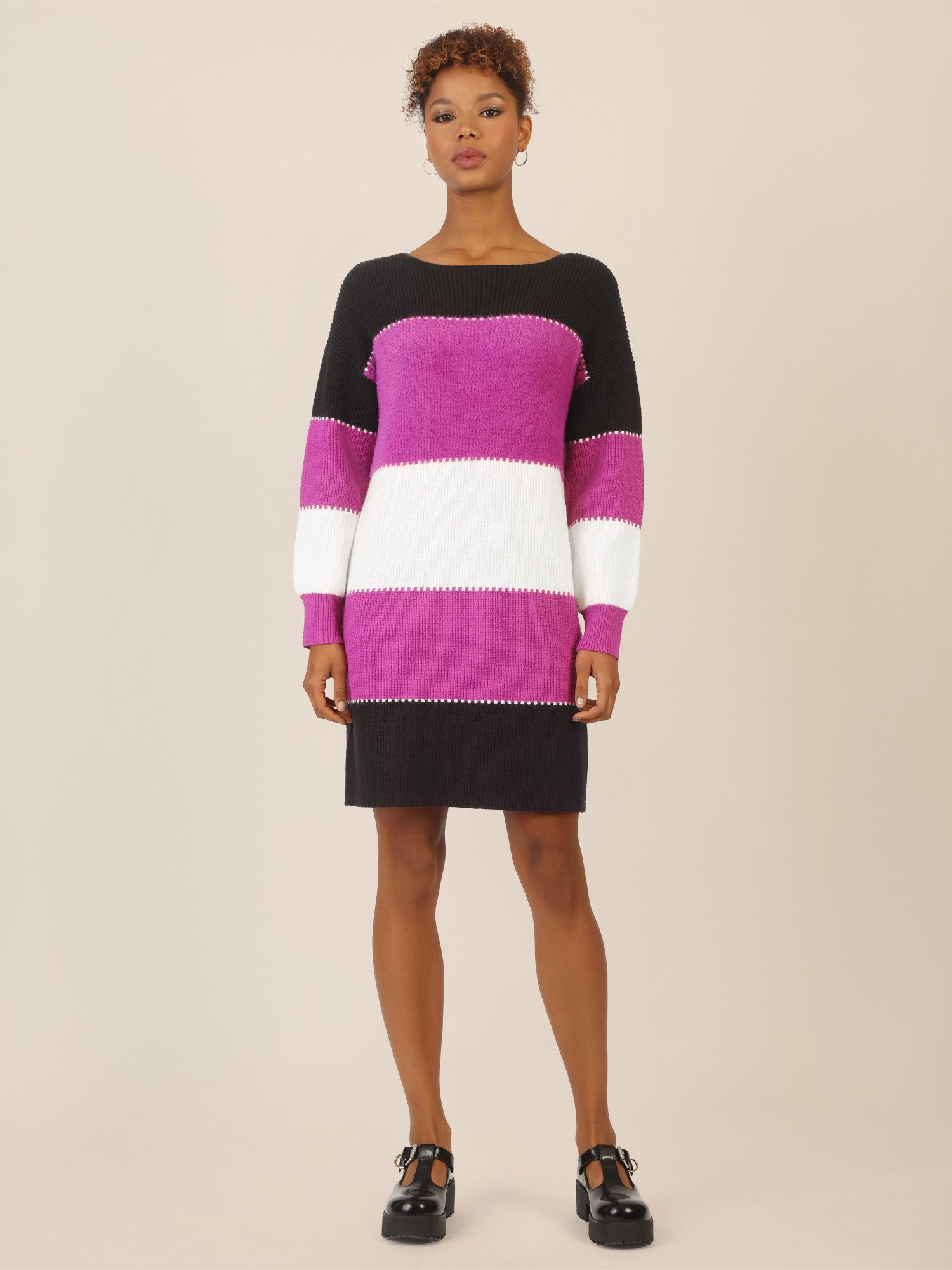 Apart Strickkleid mit breiten Blockstreifen günstig online kaufen