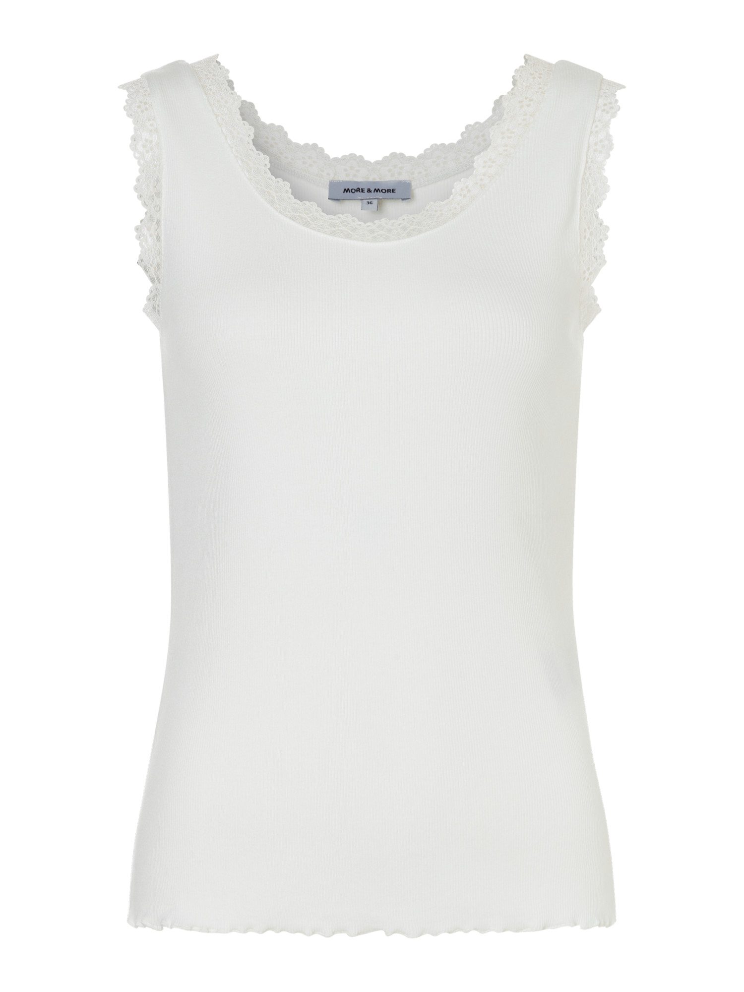 MORE&MORE Shirttop Rippentop mit Spitzenkante