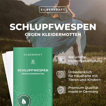 Silberkraft Insektenvernichtungsmittel Schlupfwespen gegen Kleidermotten - Chemiefreie Bekämpfung, 12-St., Die natürlichste Methode Motten zu bekämpfen - Langzeitwirkung