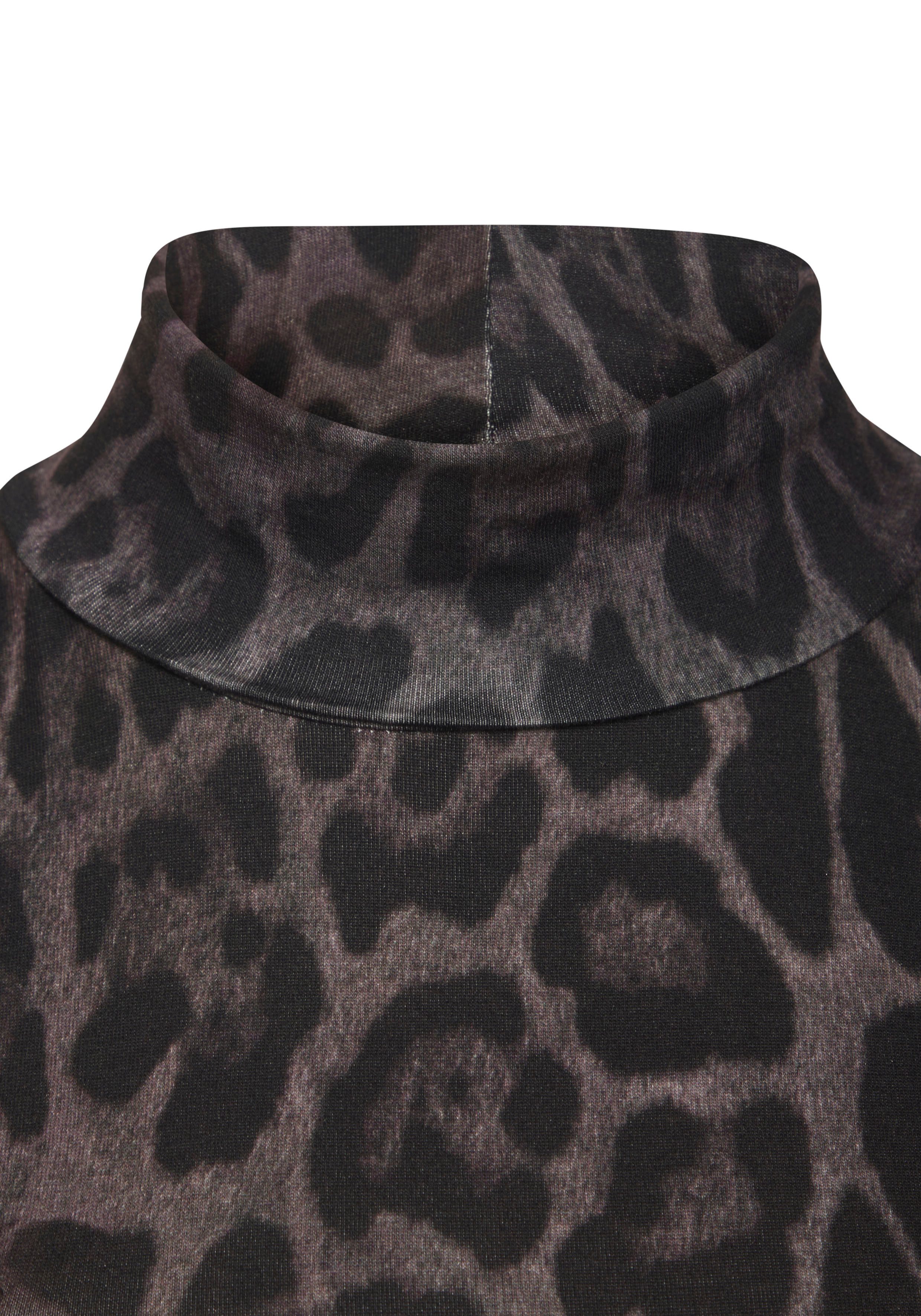 LASCANA Rollkragenshirt mit Animalprint, Jerseyshirt, modisches Basic