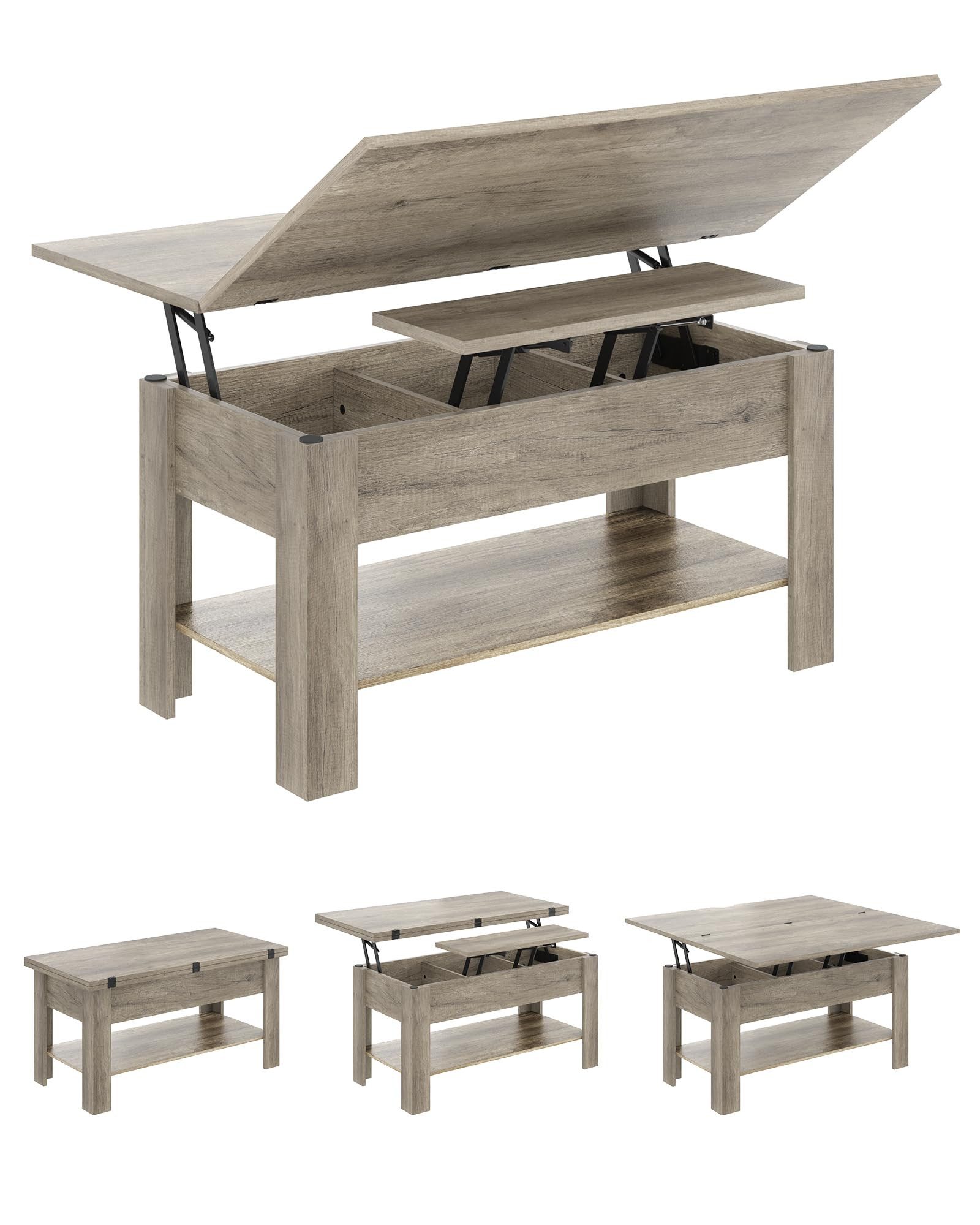 Aunfebrco Couchtisch 3-in-1-Multifunktionstisch mit Verstecktem Stauraum, günstig online kaufen