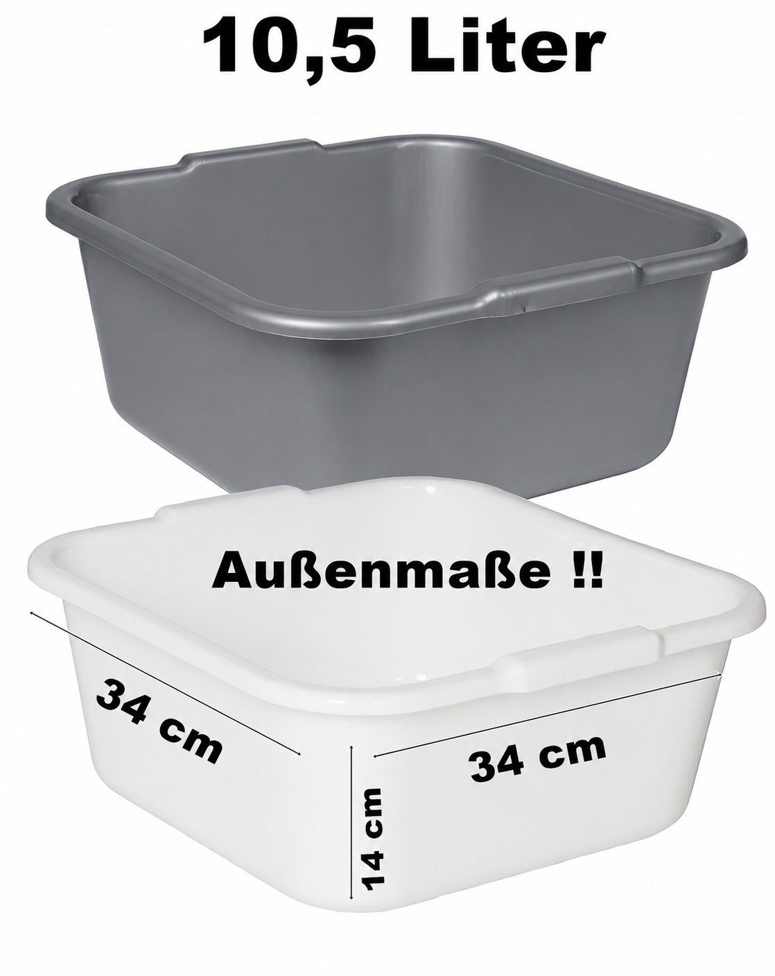 Teko-plastic Schüssel Wasch Spül Schüssel Camping Eckig 34 oder 38 cm