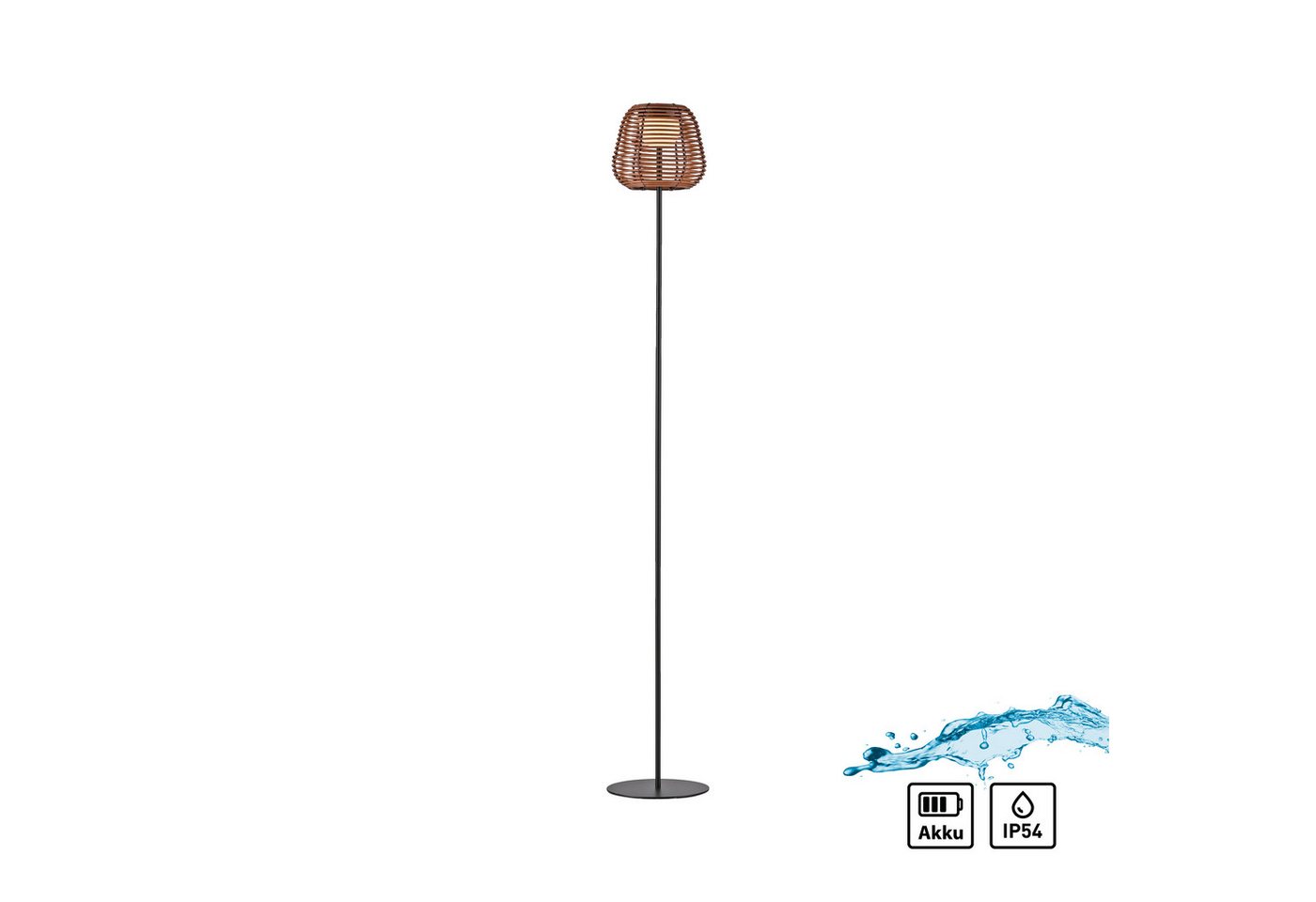 JUST LIGHT Stehlampe ASKIA, Dimmfunktion, LED fest integriert, Warmweiß, Akkuleuchte