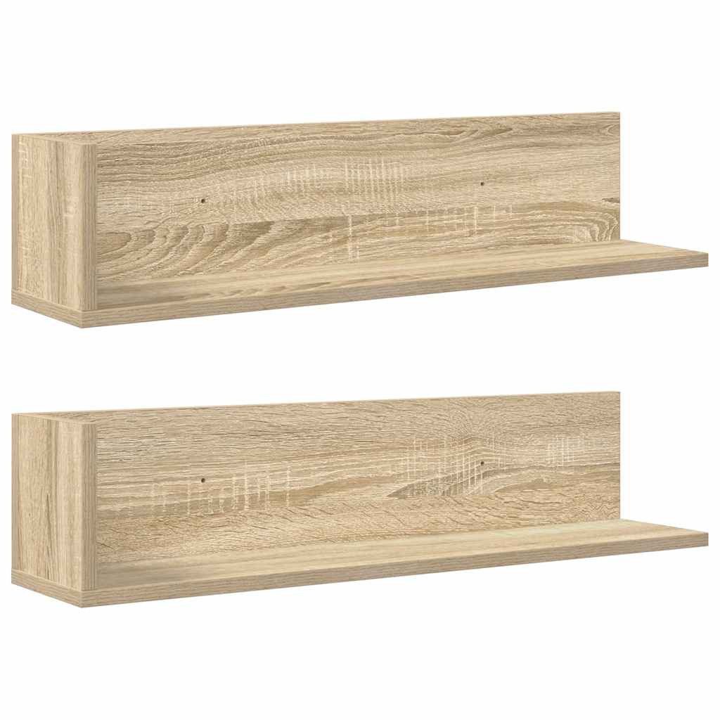 vidaXL Regal Wandregale 2 Stk. Sonoma-Eiche 75x16,5x16,5 cm Holzwerkstoff, günstig online kaufen