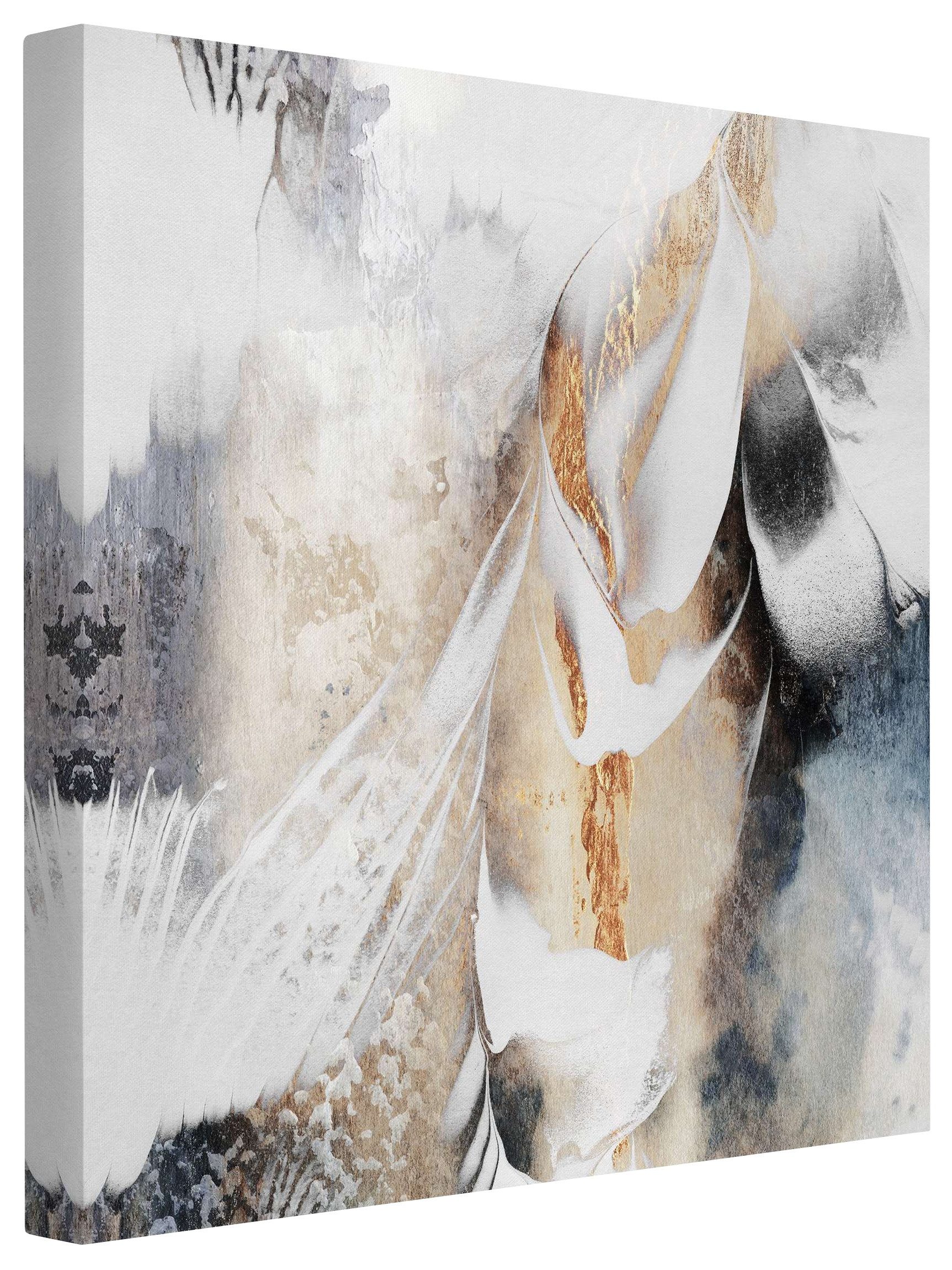 Bilderdepot24 Leinwandbild Kunstdruck Goldene abstrakte Malerei gold Bild auf Leinwand Groß XXL, Wohnzimmer Schlafzimmer Küche Flur Wandbild Kunstkopie Wanddeko Druck