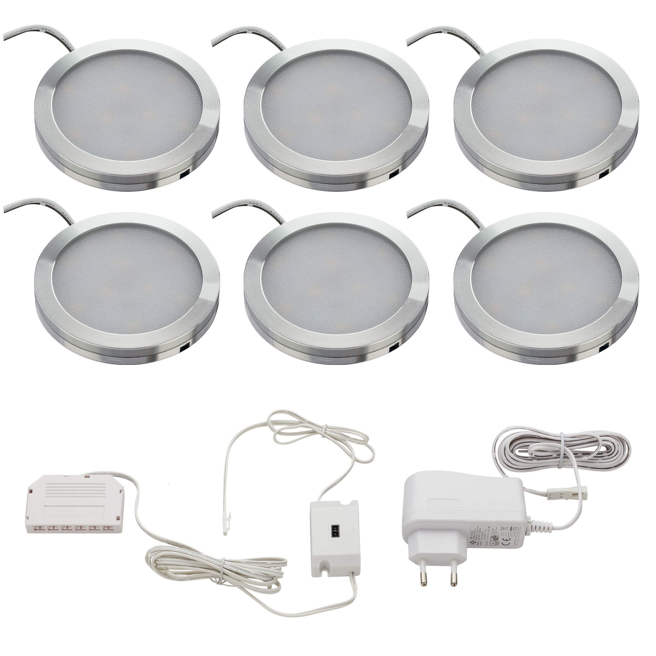 SEBSON Aufbauleuchte LED warmweiß 6er Sensor, Schrankleuchte Set, 130lm IR dimmbar, 8x 2W