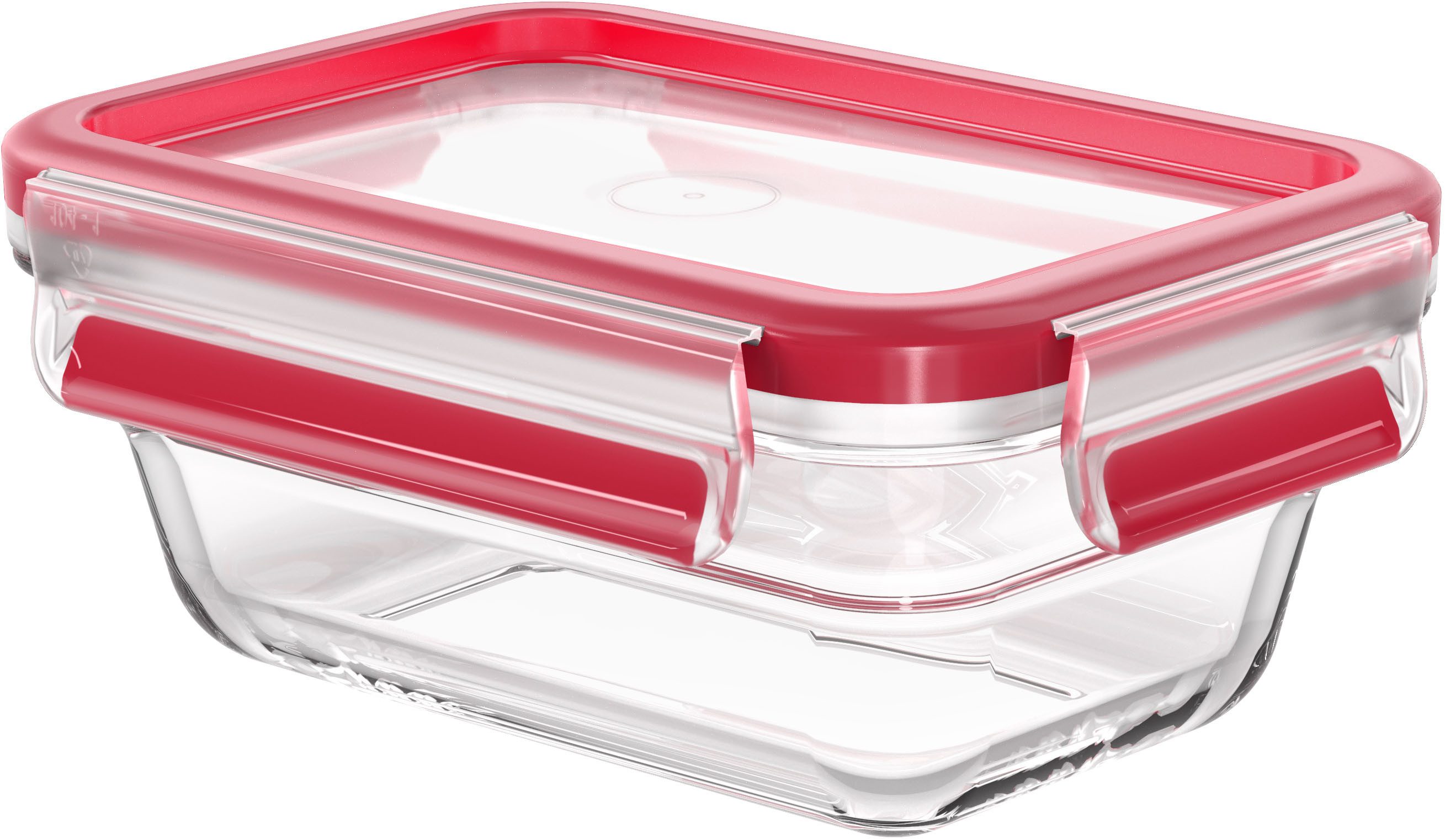 Emsa Aufbewahrungsbecher Clip & Close Glas, Glas, Polyprophylen (PP), (2-tlg), 0,45 Liter, rechteckig, Stapelkante, backofengeeignet, auslaufsicher