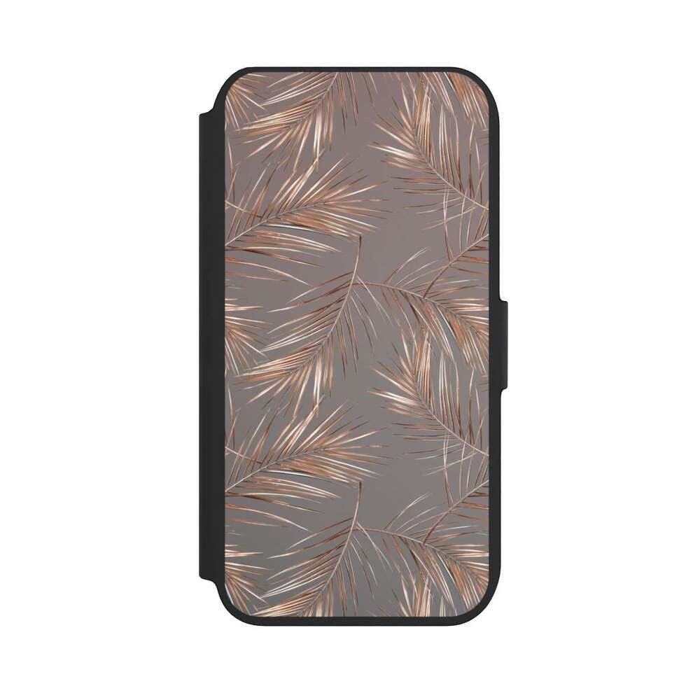 NIVOCASE Handyhülle Gold & Kupfer Muster Palme Palmneedles, Apple iPhone 7 Klapphülle Handyhülle aus Kunst Leder NIVOflip schwarz