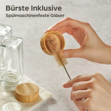 Praknu Gewürzstreuer Gewürzgläser Set Mit Streuer Und Etikett & Löffel Eckig Glas Bambus, (12-tlg), 120 ml Gewürz Organizer - Gewürzdosen - Gewürzgläser - Gewürzbehälter