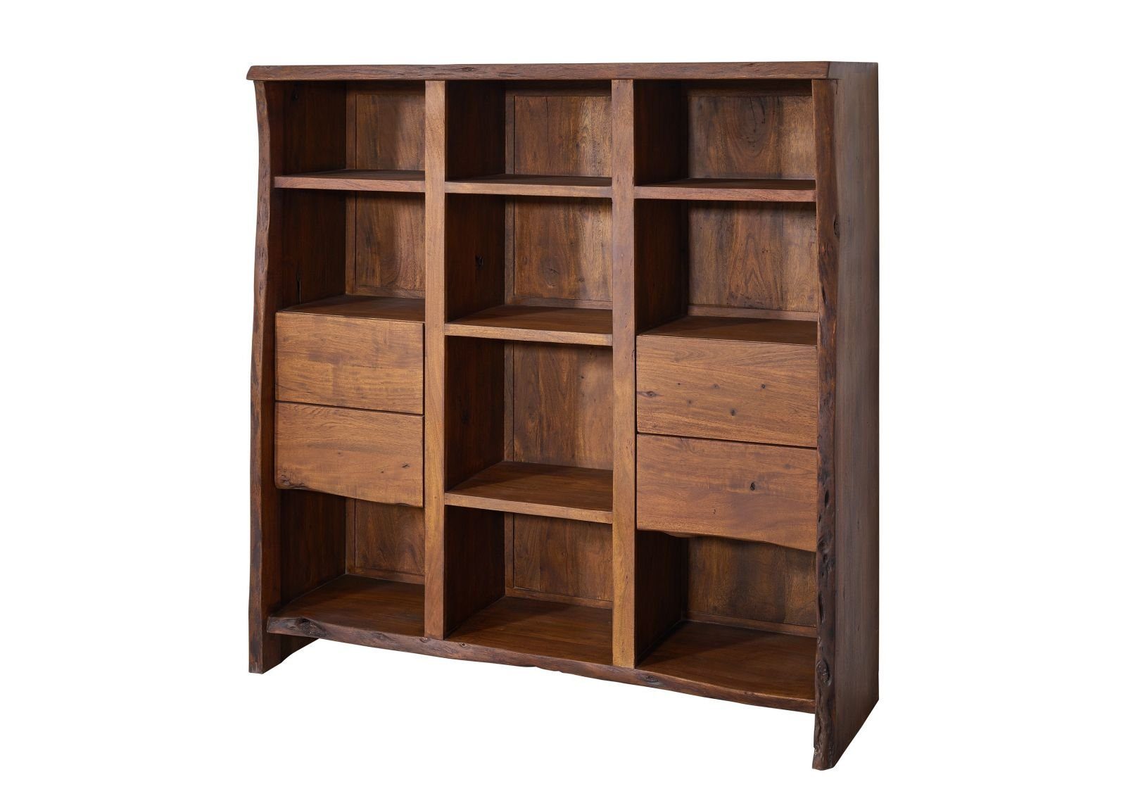 Massivmoebel24 Bücherregal PURE ACACIA Akazie Massivholz braun, 1-tlg., Akazie 142x45x147 cm (BxTxH) braun lackiert
