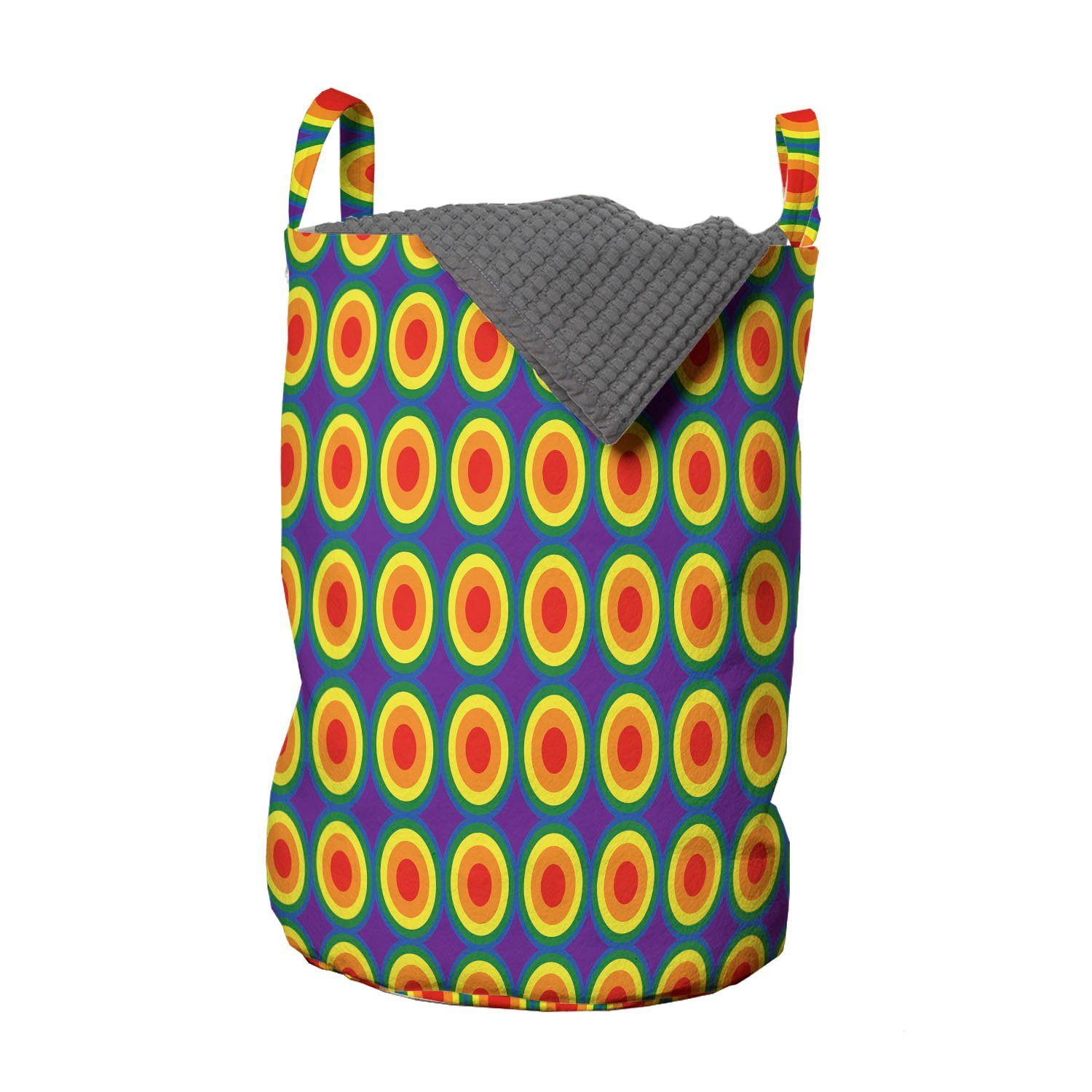 Abakuhaus Wäschesäckchen Wäschekorb mit Griffen Kordelzugverschluss für Waschsalons, Kreise Kreisregenbogen-Farben