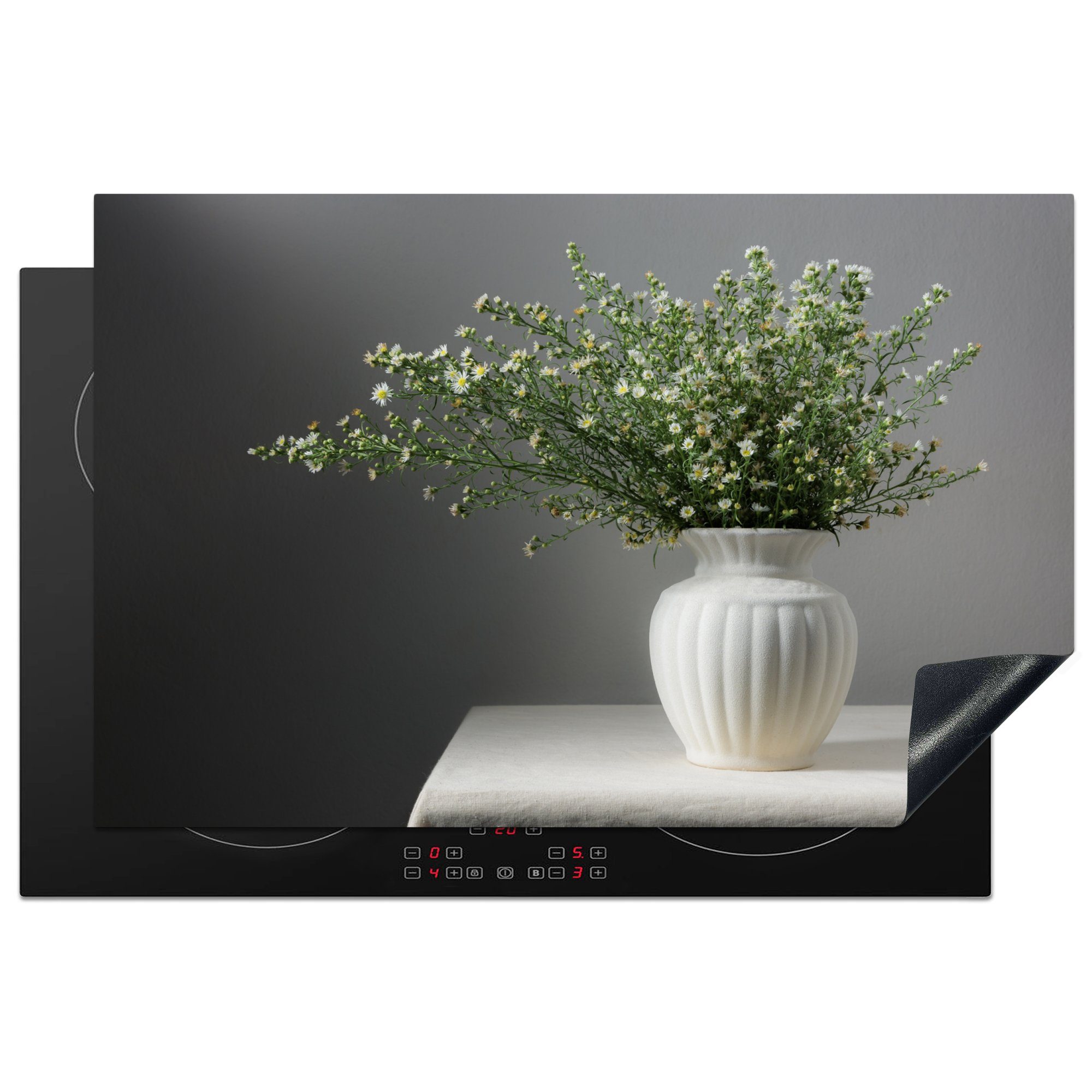 Schutz Vinyl, die Herdblende-/Abdeckplatte (1 für Blumen, cm, Induktionskochfeld tlg), 81x52 MuchoWow küche, - Stilleben - Ceranfeldabdeckung Vase