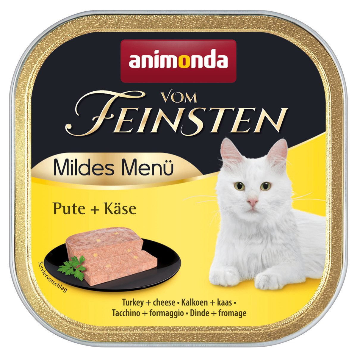 Animonda vom Feinsten Mildes Menue mit Pute & Käse 100 g - 32 Stück, Nassfutter für: Katze