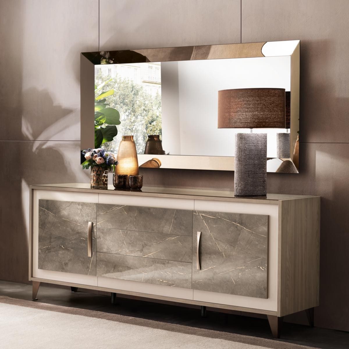 Xlmoebel Wandspiegel Holzrahmen Spiegel in Gold für Wohnzimmer und Hängemontage (1-St), Made in Europa