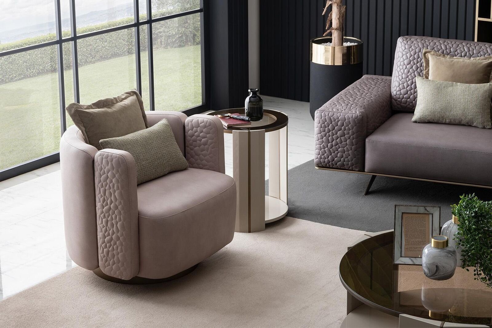 JVmoebel Sessel Stilvolle Sessel Wohnzimmer Rosa Modernen Holz Couch Lounge  Club (1-St., 1x nur Sessel), Made in Europa