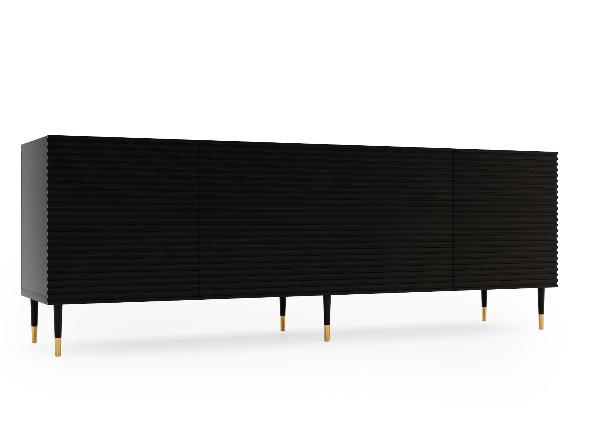 Compleo Kommode mit 4 Türen, Breite: 180 cm, Kommode mit Lamellen, Kommode mit Rillenfronten