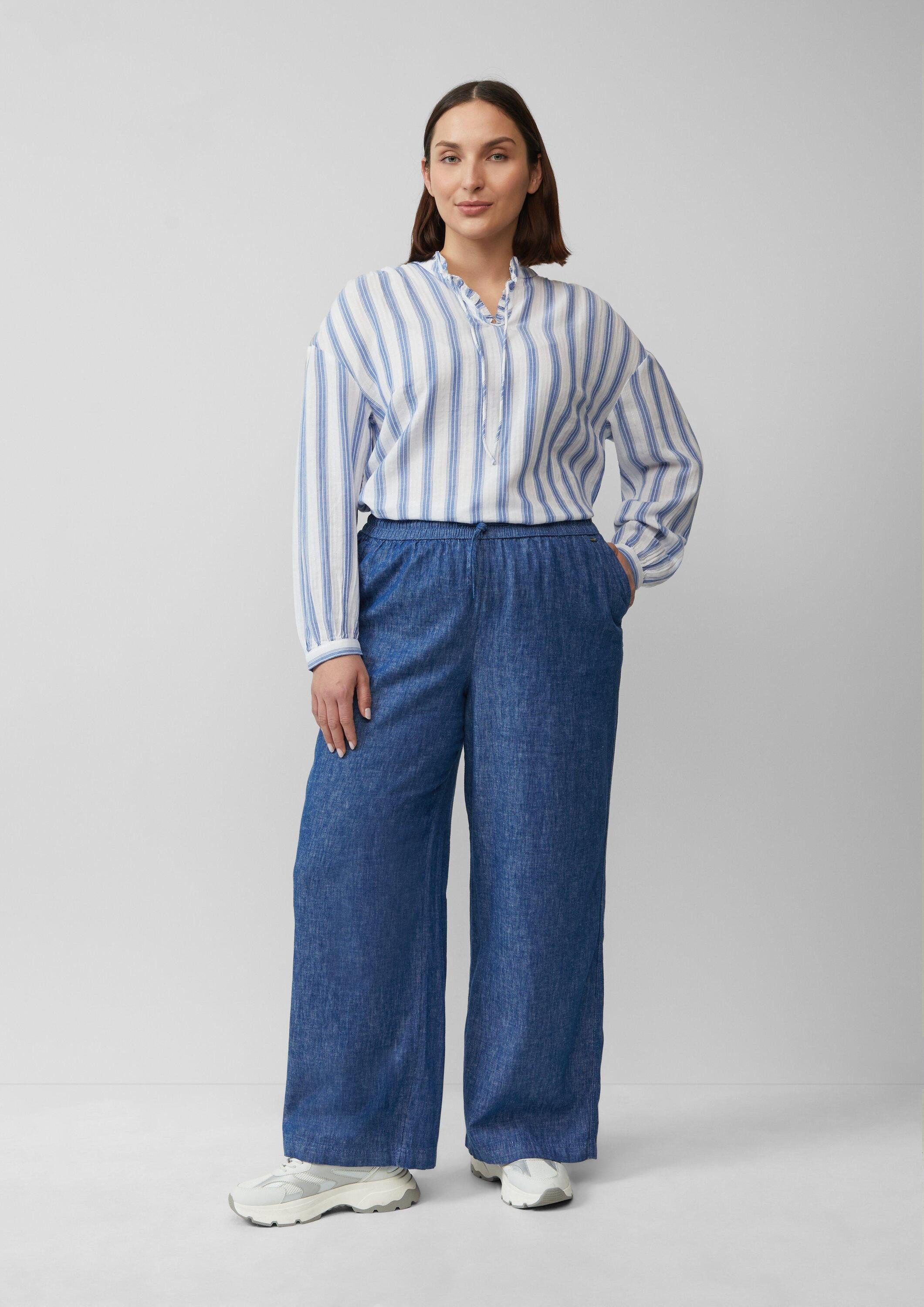s.Oliver Culotte Hose Wide-Leg-Hose aus Leinenmix in Denim-Optik