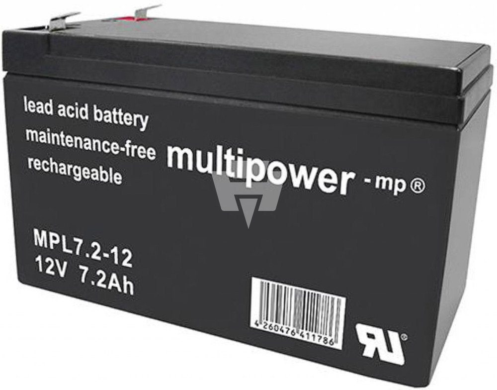 Multipower Bleiakkus (12 V), Blei-Akku Multipower MPL7.2-12B, 10-Jahres-Batterie, mit VDS-Zulassung, 12 Volt, 7,2 Ah