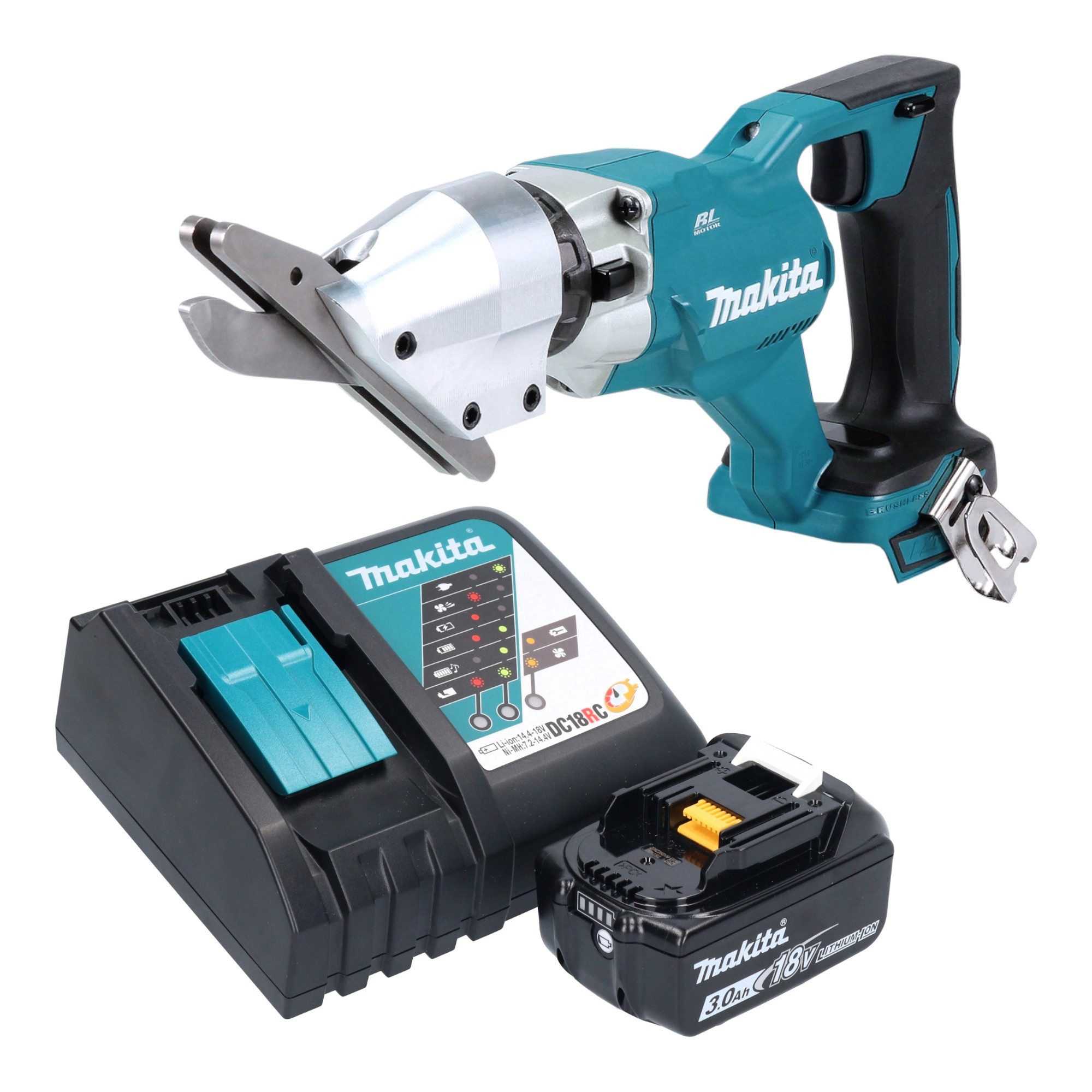 Makita Akku-Universalschere DJS 800 RF1 18 V Brushless + 1x Akku 3,0 Ah + Ladegerät