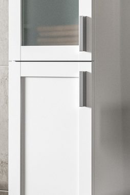 Furn.Design Hochschrank Mood (Badschrank in weiß, 2-türig, 35 x 189 cm) mit 6 Fächern