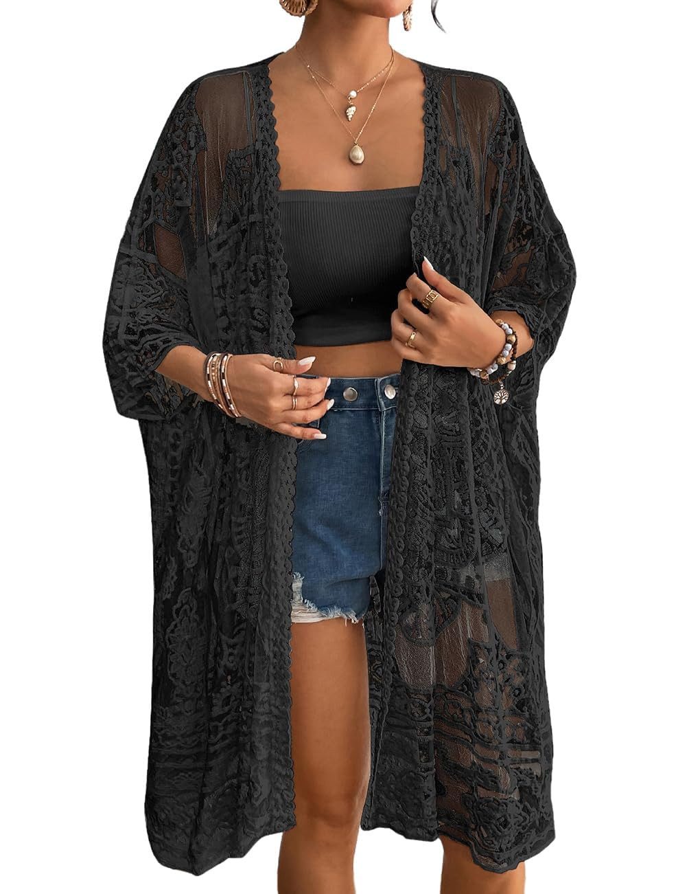 RWEUOQ Strandkleid Damen Bademode Oberbekleidung Strickjacke,Bikini Bademode (Lässig, Locker, Leicht, Bademode, Wraps) Tassel Front,Bademode Pullover Tulle Beach Skirt