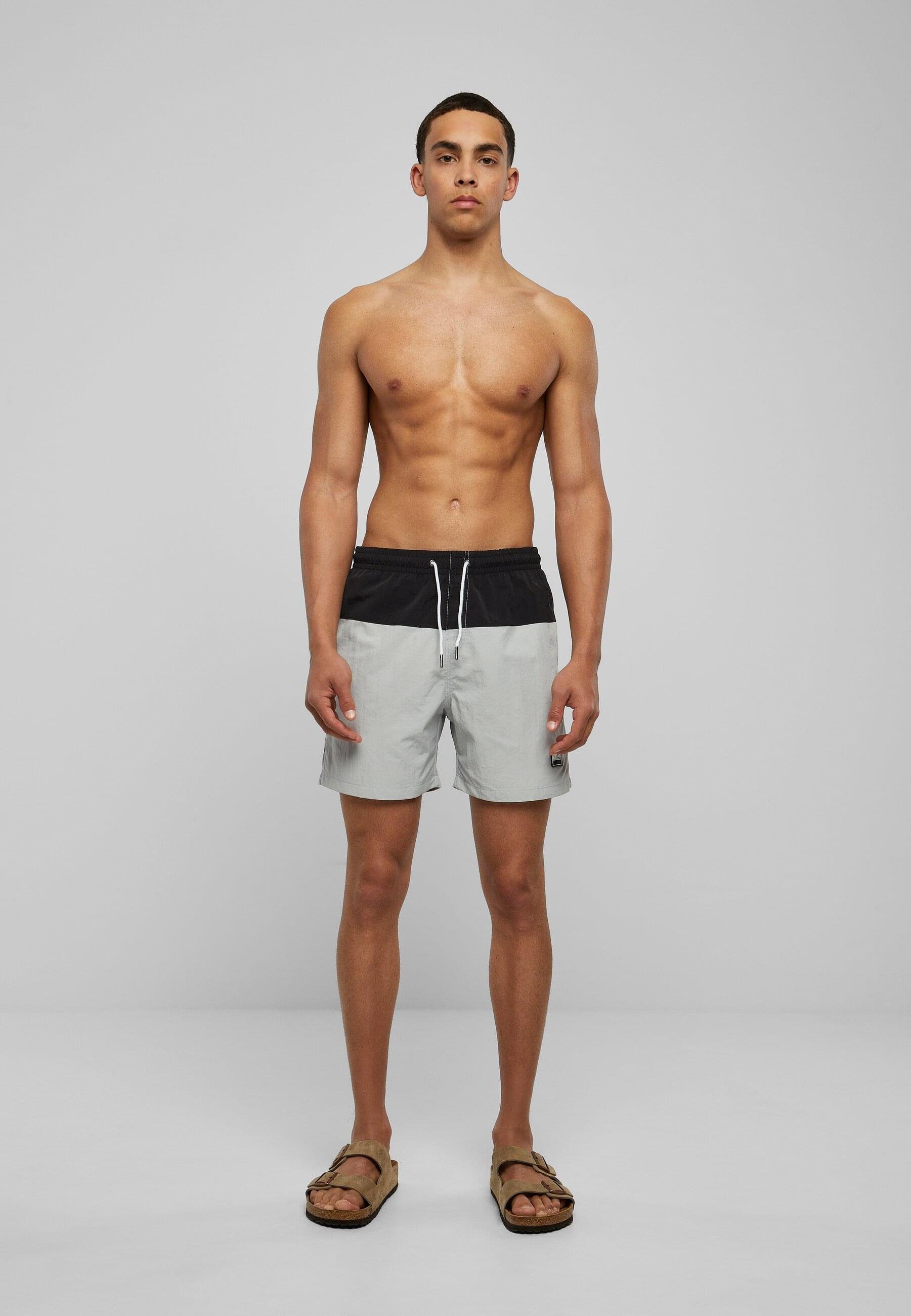 URBAN CLASSICS lightasphalt/black Shorts Badeshorts Swim Herren