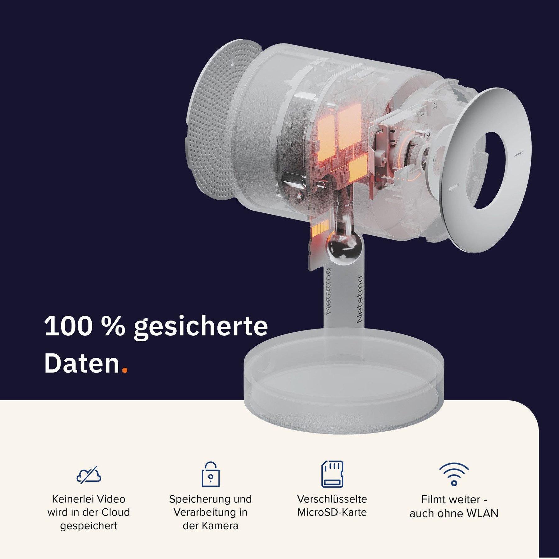 Netatmo Indoor Kamera NETATMO Überwachungskamera NPC-B-EC, schwarz, innen