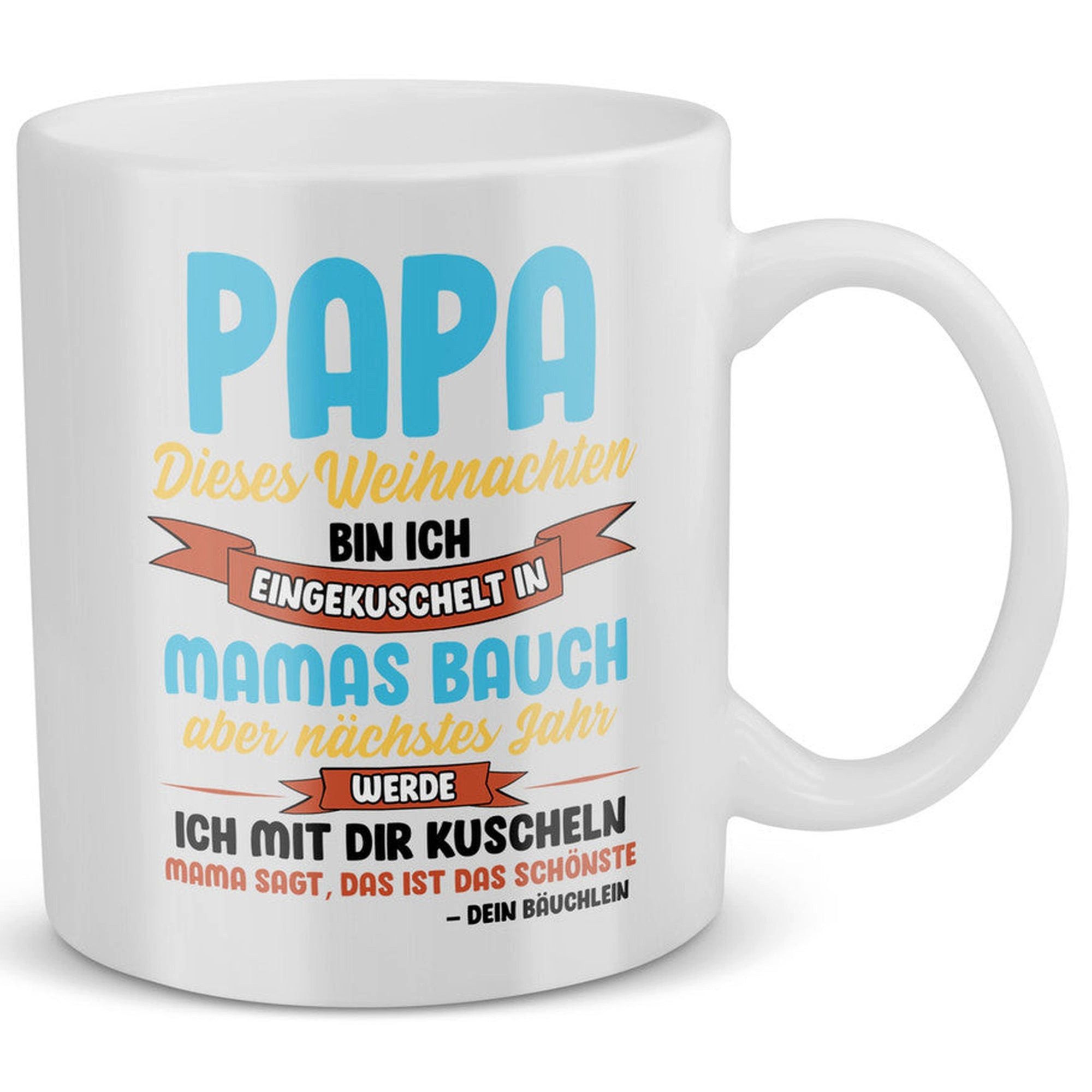 22Feels Tasse Du Wirst Papa Weihnachten Schwangerschaft Geschenk Werdender To Be, Keramik, Made in Germany, Spülmaschinenfest