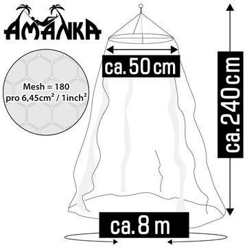 AMANKA Schutznetz Moskitonetz 2,4x8m Stern Baldachin Betthimmel Netz, BxL: 8x800 m, 2,4 x 8 m Mückennetz