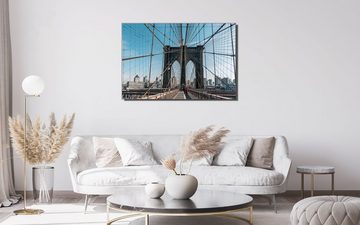 Victor (Zenith) Acrylglasbild Acrylglasbild \"Flag over Brooklyn Bridge\" - Größe: 30 x 45 cm, Städte, In 30 x 45 cm, Städte, Bilder New York, Glasbilder Brücke