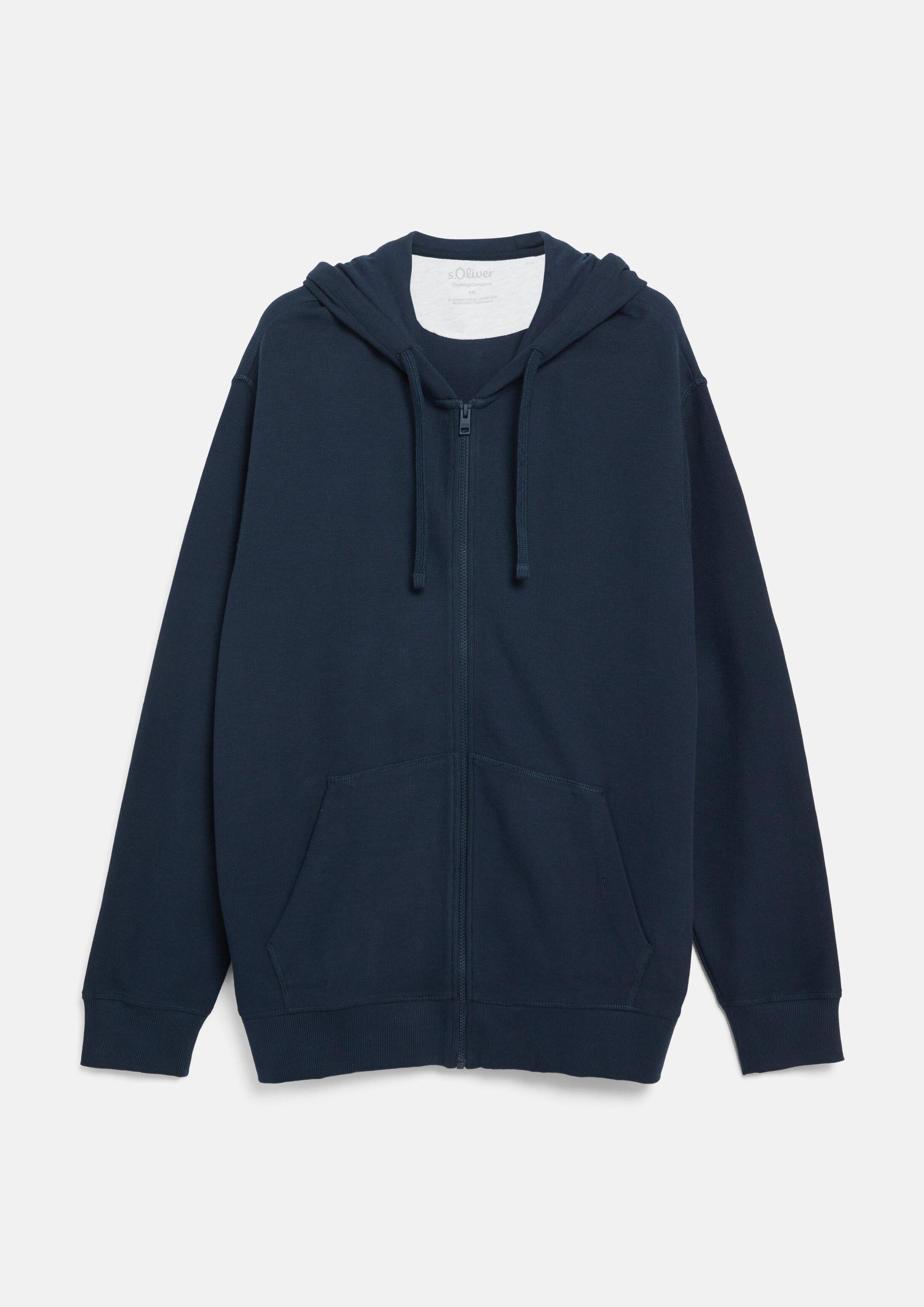 s.Oliver Sweatjacke Sweatshirt Jacke Kapuzensweatjacke in Waffelpiqué
