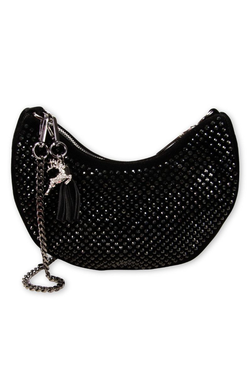 Alpenflüstern Handtasche Trachtentasche - STRASS - schwarz