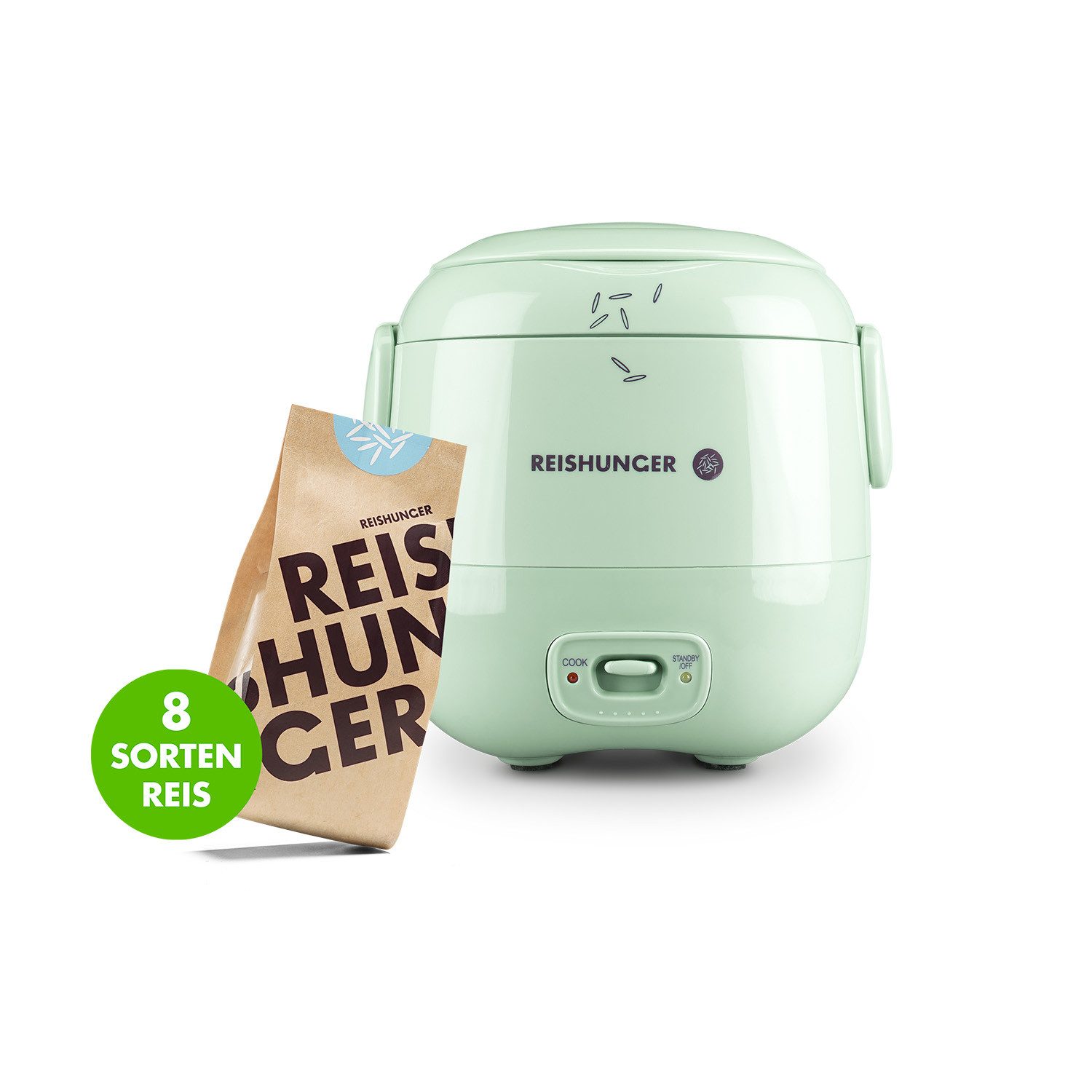 Reishunger Reiskocher Mini Modell – 0,3 L – 1-2 Portionen – Starter Set mit 8 Reissorten