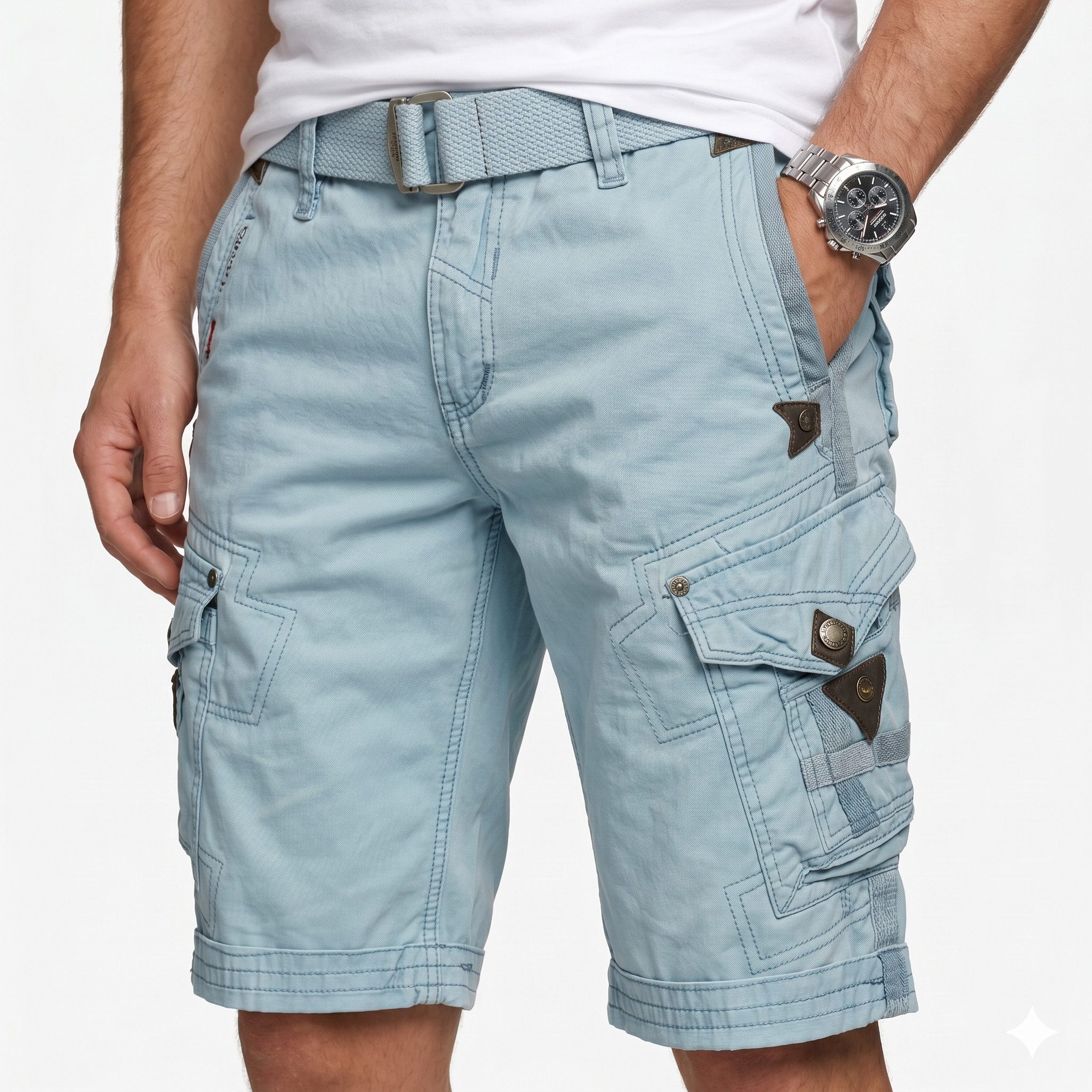 Geographical Norway Cargoshorts kurze Hose aus Baumwolle, Sommer-Bermuda (1-tlg) Herrenshorts mit Gürtel Größe S bis 5XL