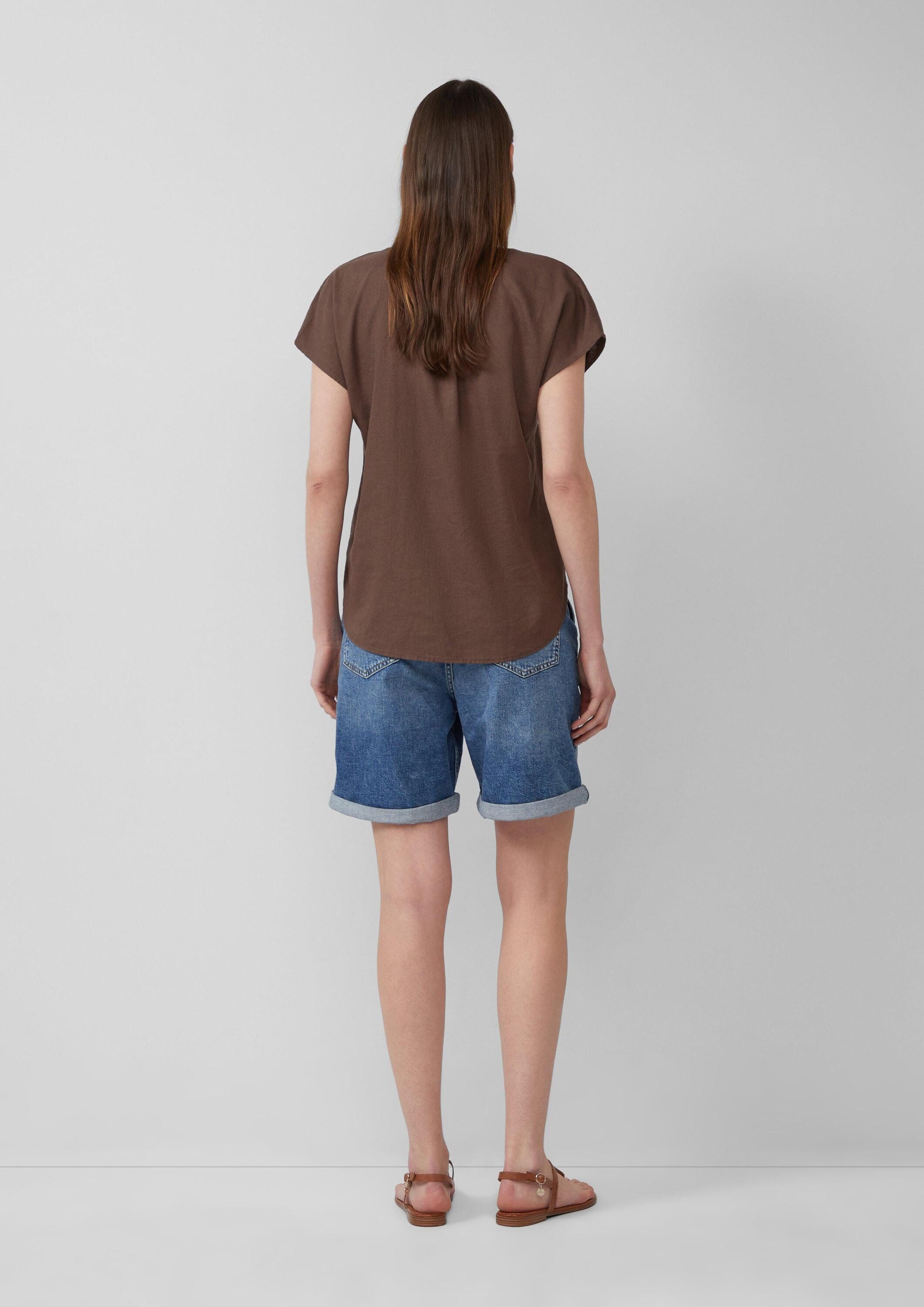 s.Oliver Kurzarmbluse Bluse Ärmellose Bluse aus Leinenmix im Relaxed Fit