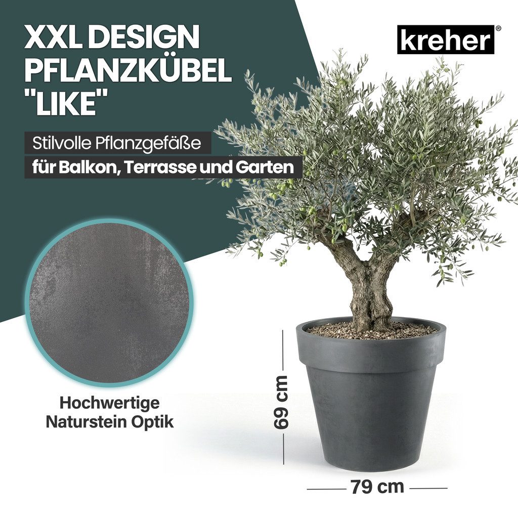 Kreher Pflanzkübel Rollbarer XXL Pflanzkübel "LIKE" Ø 79 cm in verschiedenen Farben (1 St)