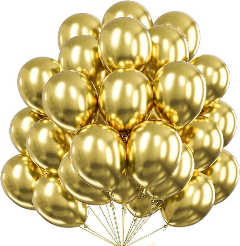 Dekotalent® Luftballon 200x Luftballons Ballons Luftballon Luft, Helium gold Hochzeit Deko, Schadstofffrei