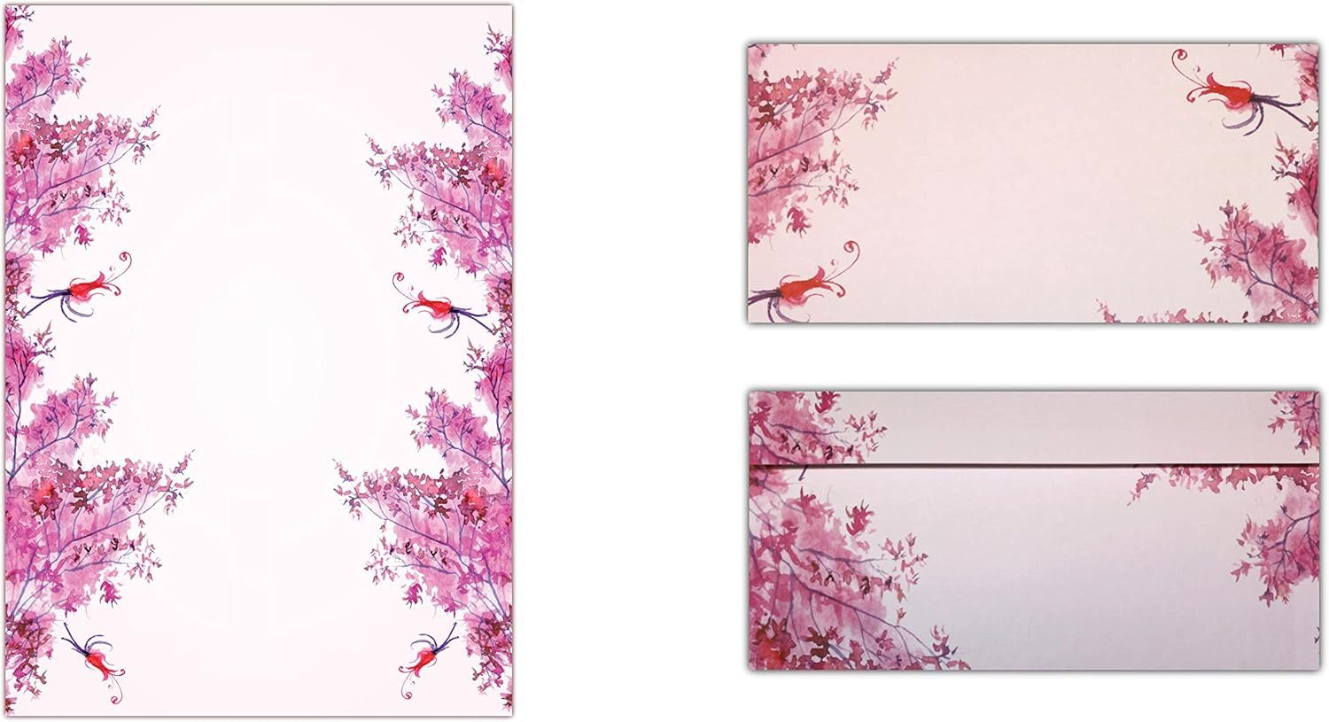 Briefpapier + Umschlag Motiv Rosafrben blühende Bäume (MPA-5188)