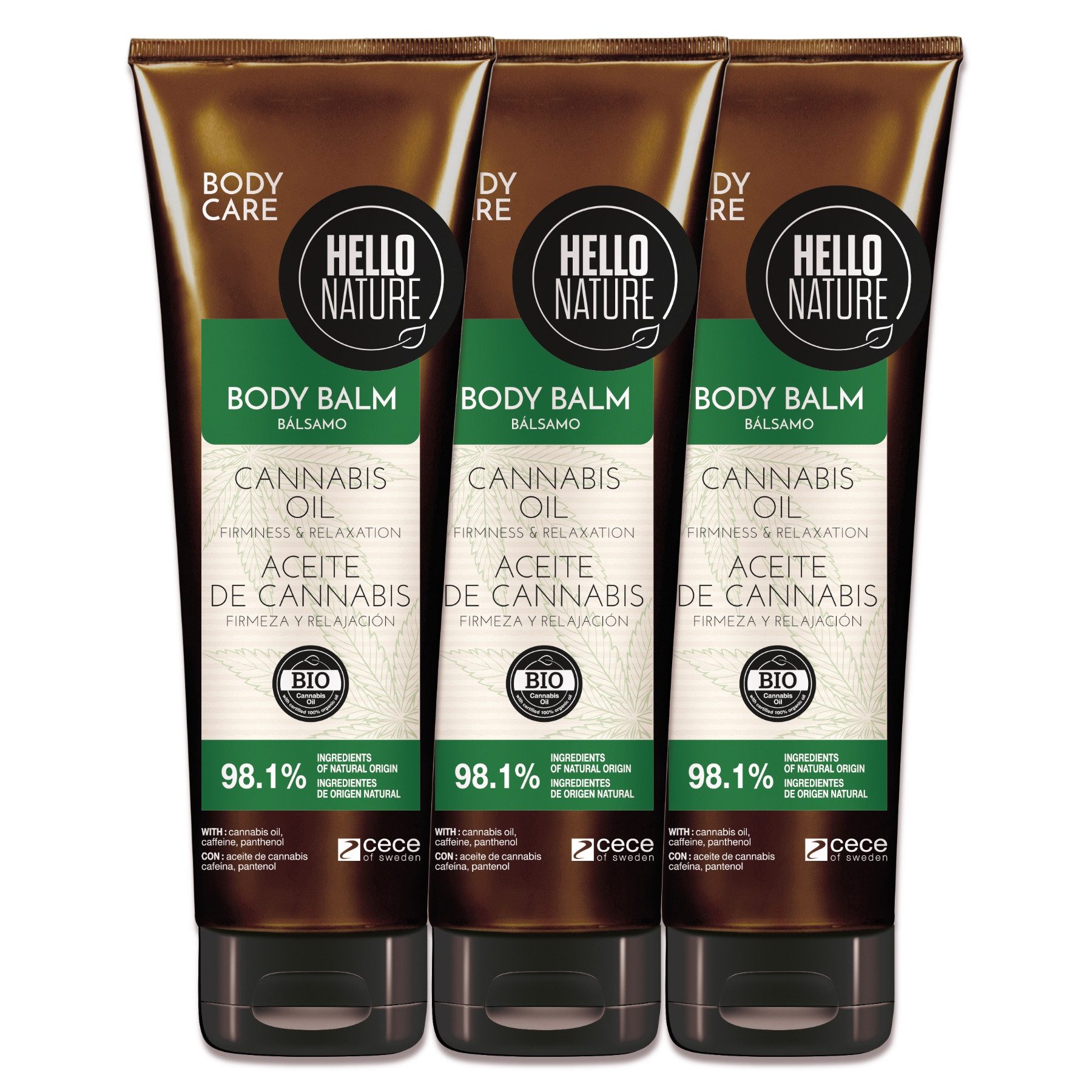 P-Beauty Cosmetic Accessories Körperbalsam Hello Nature Body Balm Körper Balsam Feuchtigkeitspflege Hanf Cannabis, 3-tlg., Körperpflege, Hautpflege, Hanföl, Balsam