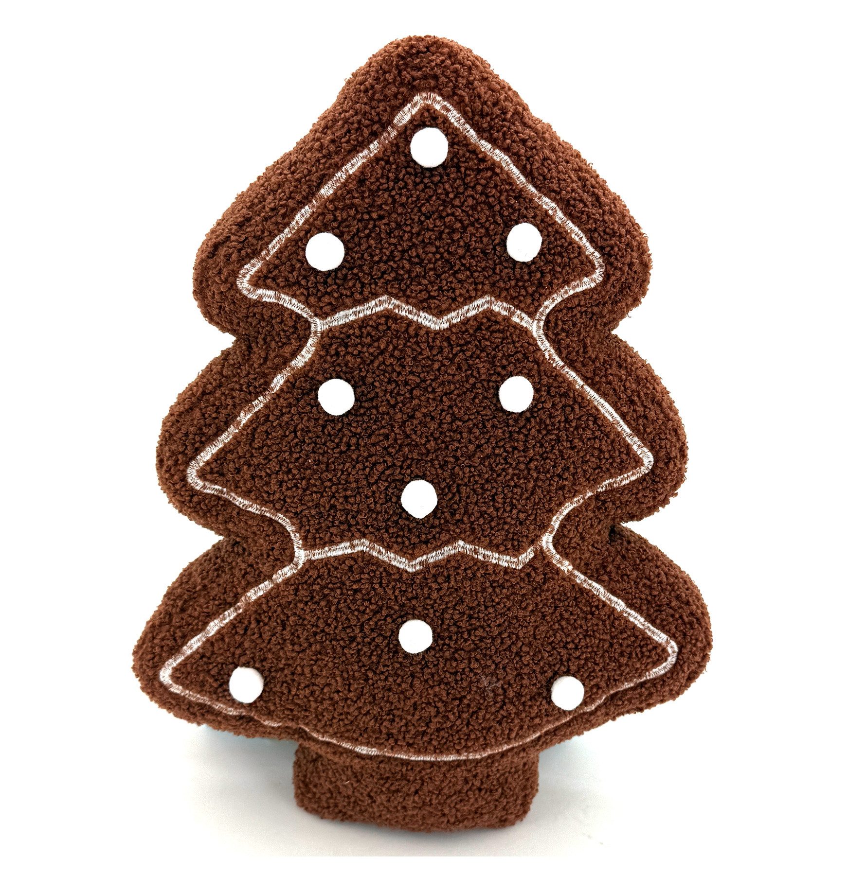 heimtexland Dekokissen Deko Kuschelkissen Weihnachten Weihnachtskissen, Lebkuchen I Tannenbaum I Pompoms I Kinderzimmer I 43 cm