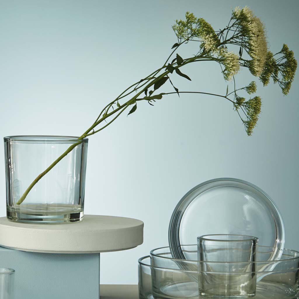 Transparent Teelichthalter, Rudolph D:14cm Keramik Glas H:14cm