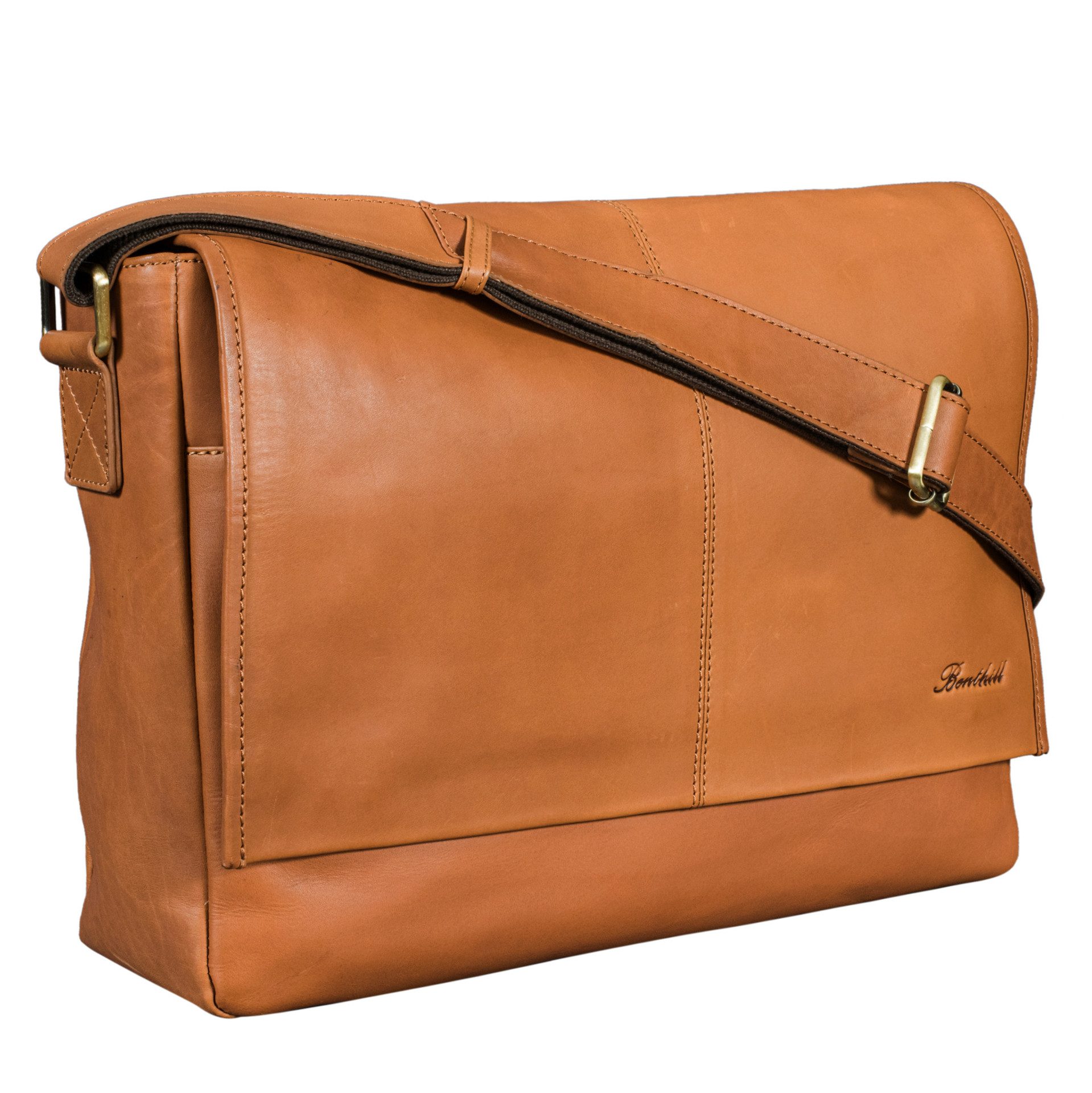 Benthill Messenger Bag Herren Umhängetasche Echt Leder Messenger Laptop Schultertasche Damen, Reißverschlussfach