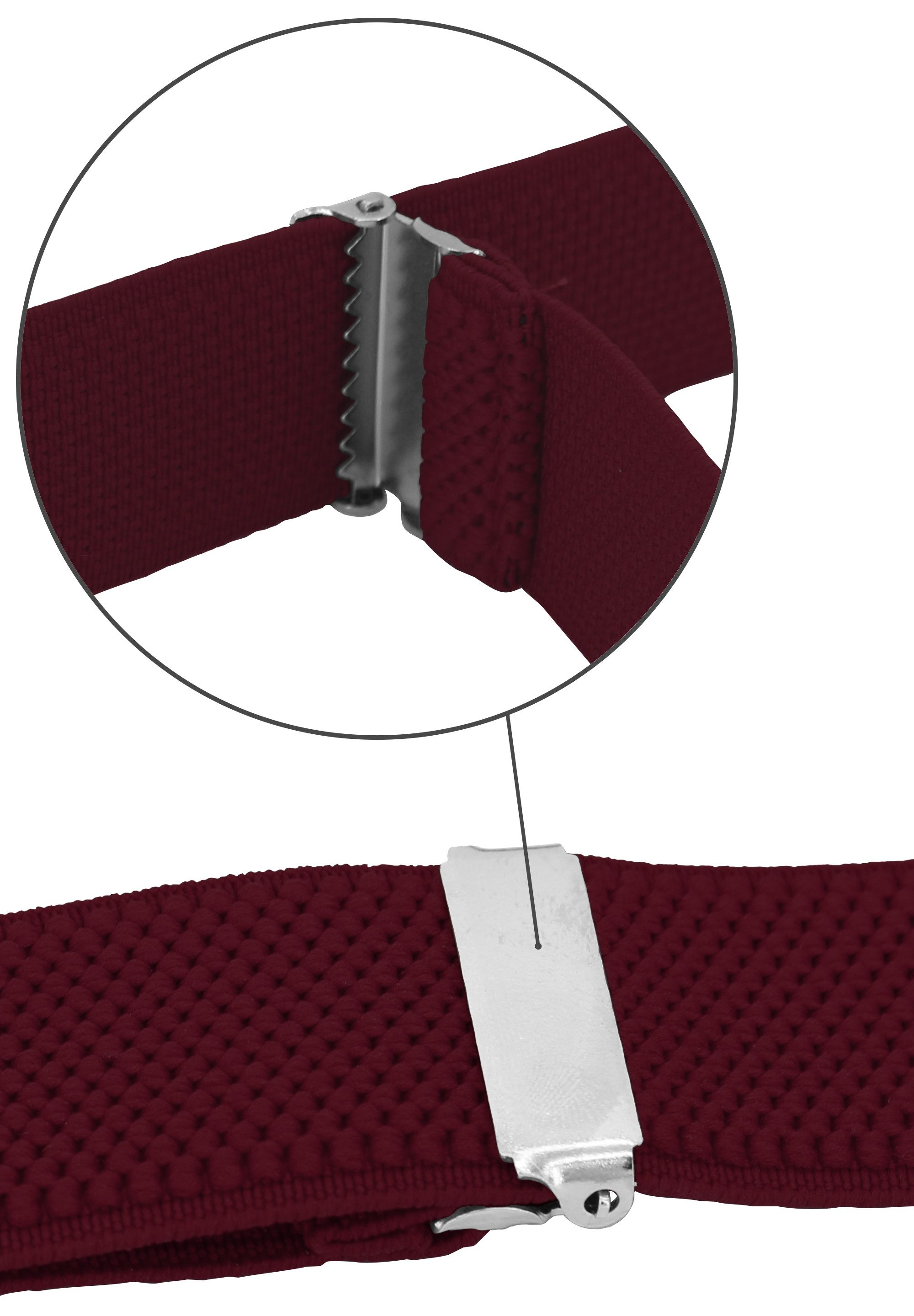 Fabio Farini Hosenträger Schmales Y-Design mit 3cm Breite verstellbar mit extra starken Clipverschluss, Bordeaux – Bild 4 von 5