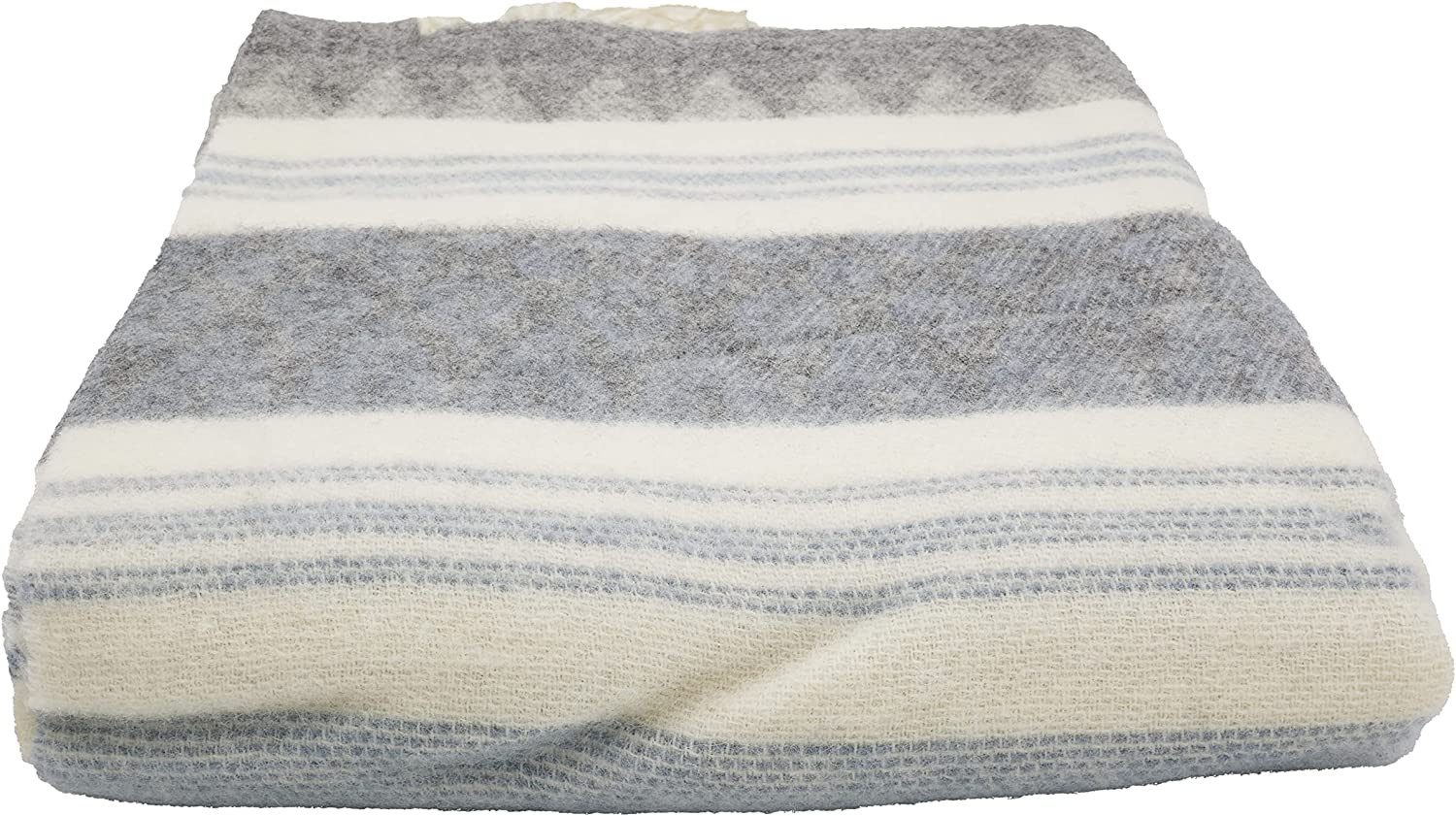 Wolldecke Fair De Luxe Wolldecke 100% Wolle, Plaid/Wohndecke, Grau/Beige/Blau, Heinrich Glaeser Nachf. GmbH