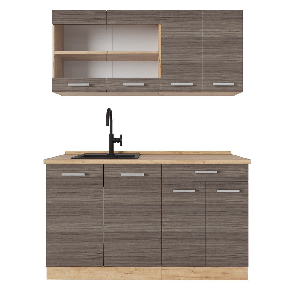 Vicco Küchenzeile R-Line, Edelgrau/Goldkraft Eiche, 140 günstig online kaufen