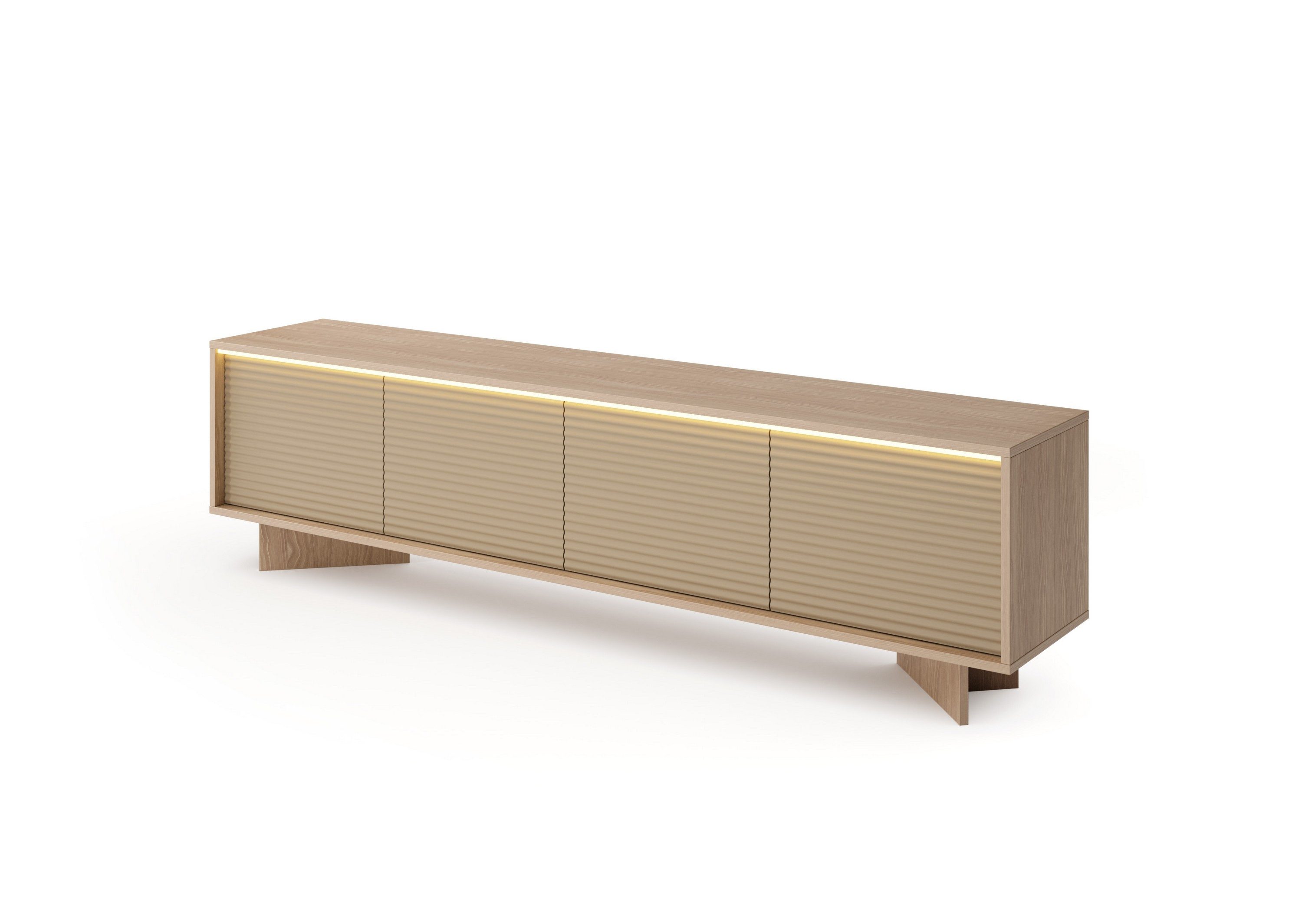 Masseno Lowboard RIGATO 203,9 cm TV-Schrank mit 4 Türen Beige