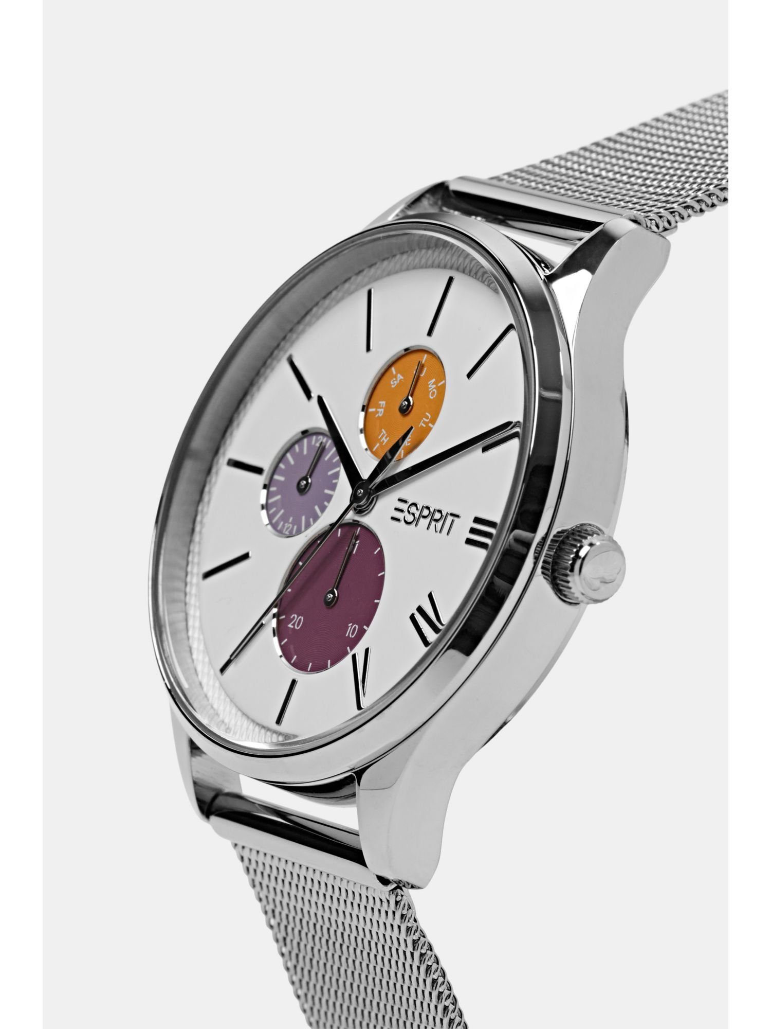 Chronograph Mesh-Armband Esprit Multifunktionale Uhr mit